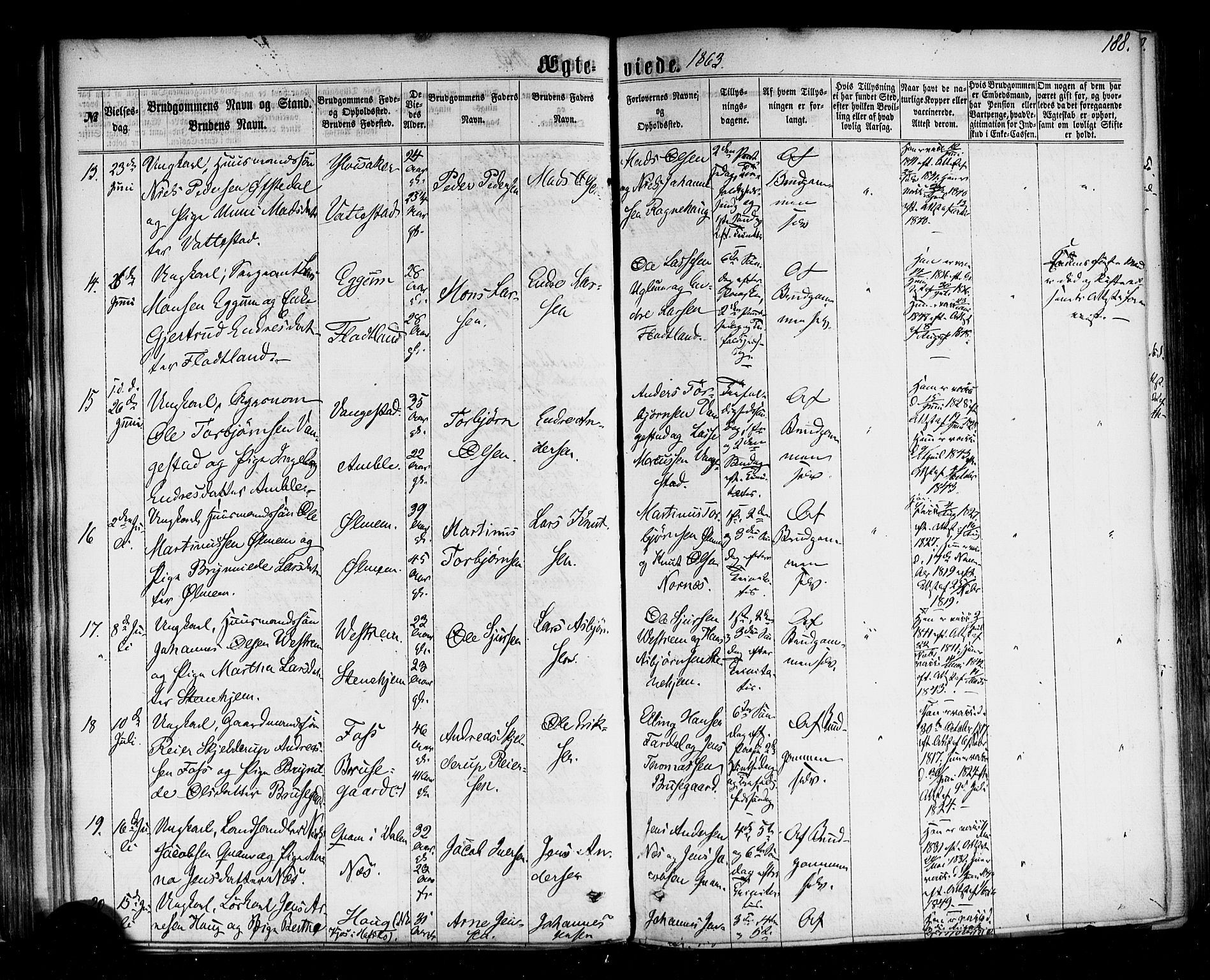 Sogndal sokneprestembete, AV/SAB-A-81301/H/Haa/Haaa/L0013: Parish register (official) no. A 13, 1859-1877, p. 188