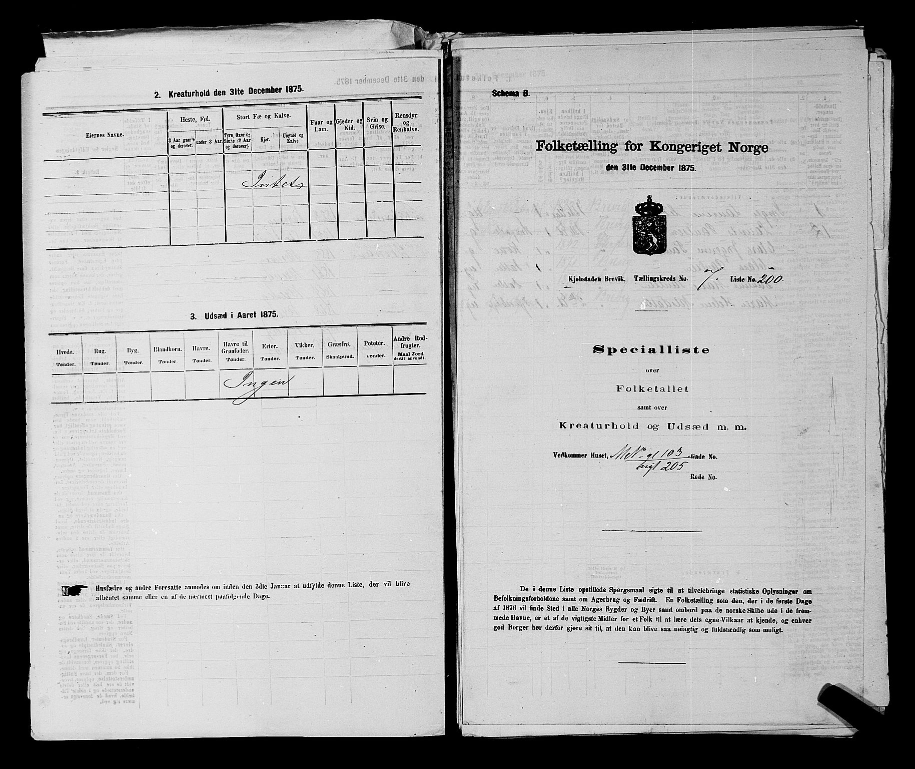 SAKO, 1875 census for 0804P Brevik, 1875, p. 448