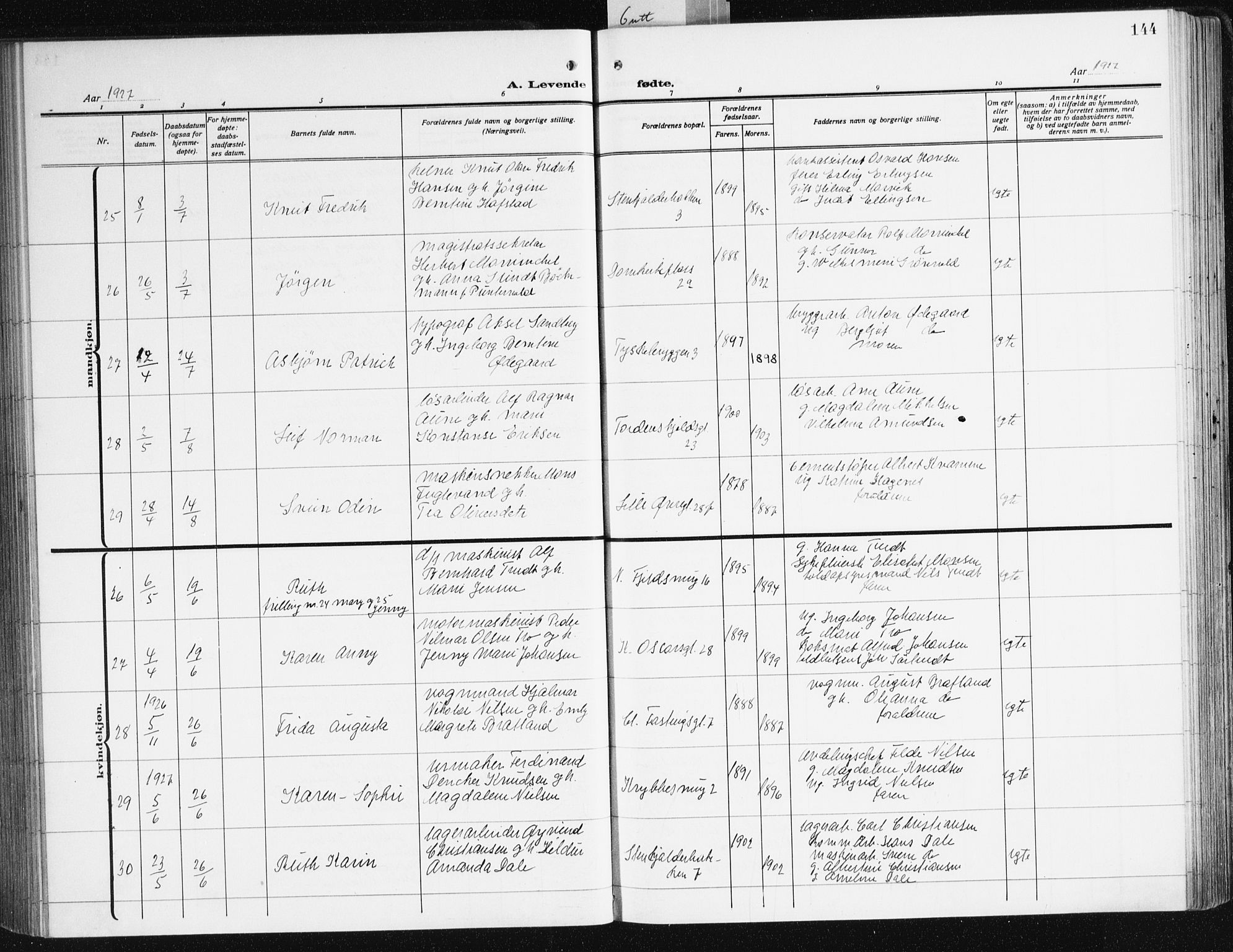 Korskirken sokneprestembete, AV/SAB-A-76101/H/Hab: Parish register (copy) no. B 12, 1917-1942, p. 144