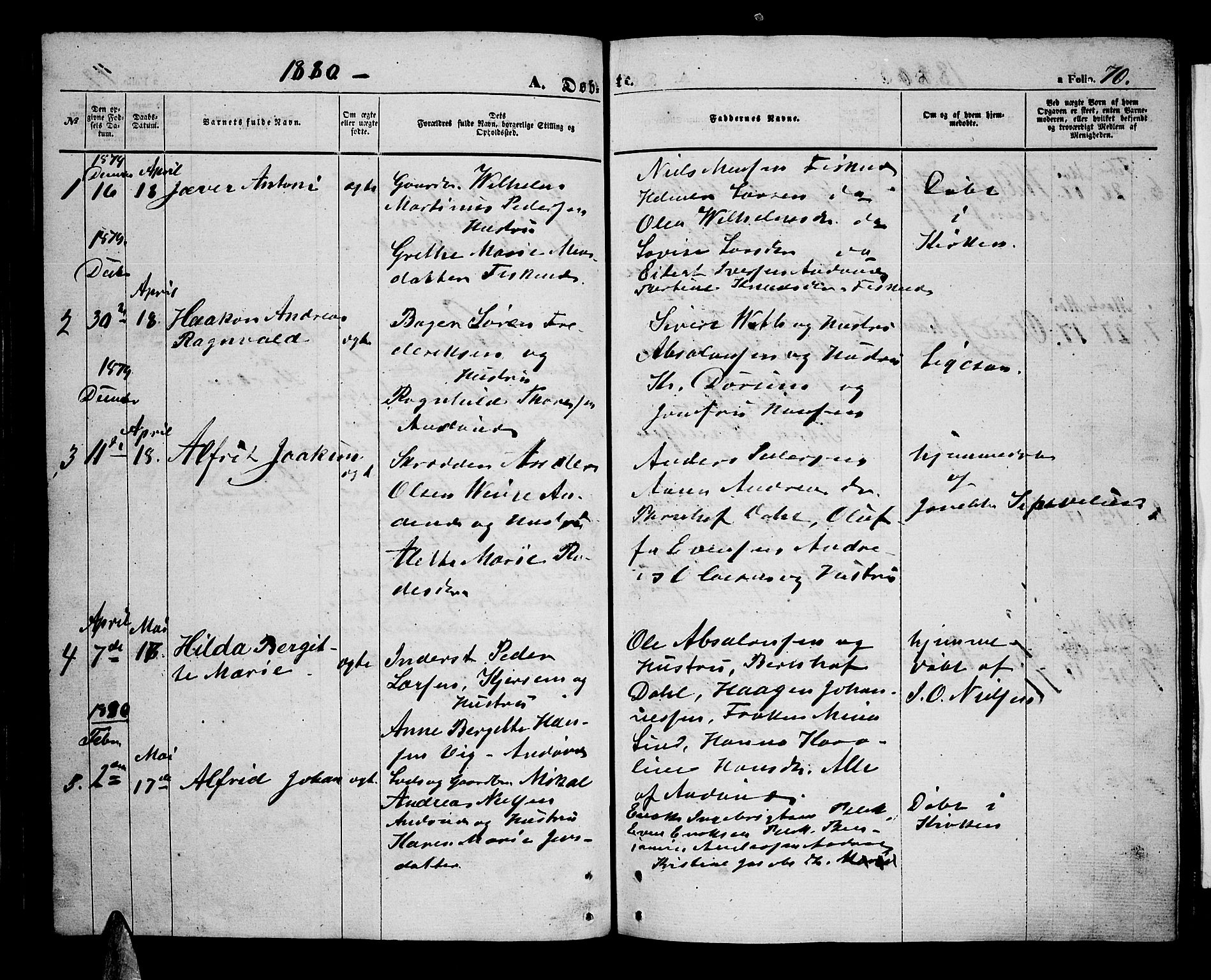 Ministerialprotokoller, klokkerbøker og fødselsregistre - Nordland, AV/SAT-A-1459/899/L1447: Parish register (copy) no. 899C02, 1855-1886, p. 70