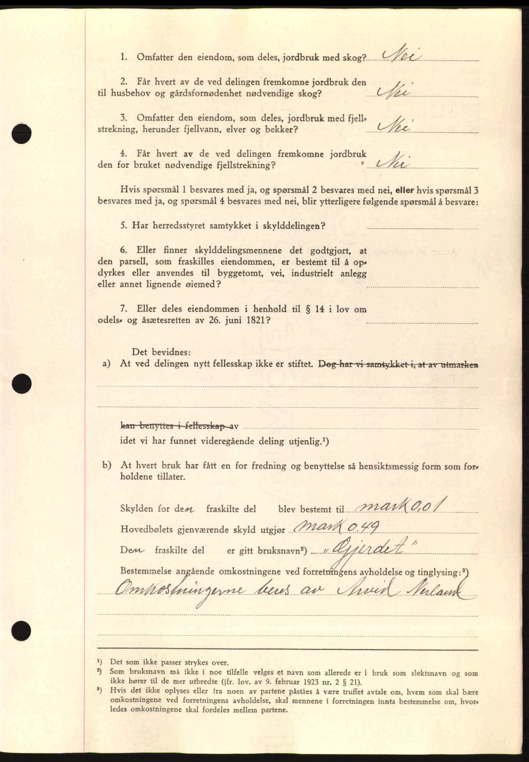 Romsdal sorenskriveri, AV/SAT-A-4149/1/2/2C: Mortgage book no. A14, 1943-1943, Diary no: : 851/1943