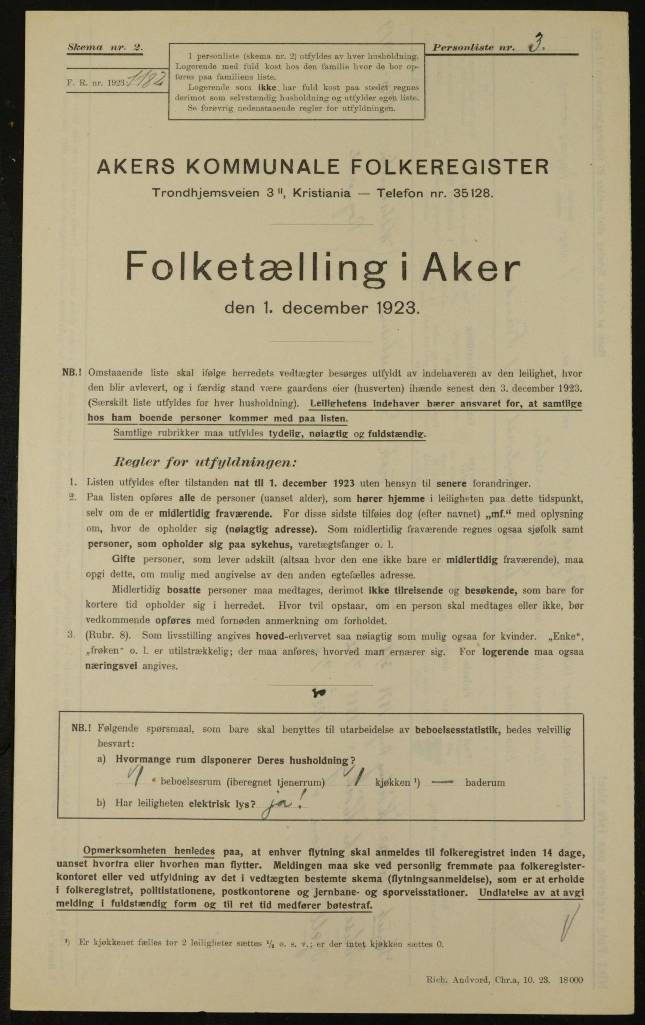 , Municipal Census 1923 for Aker, 1923, p. 29926