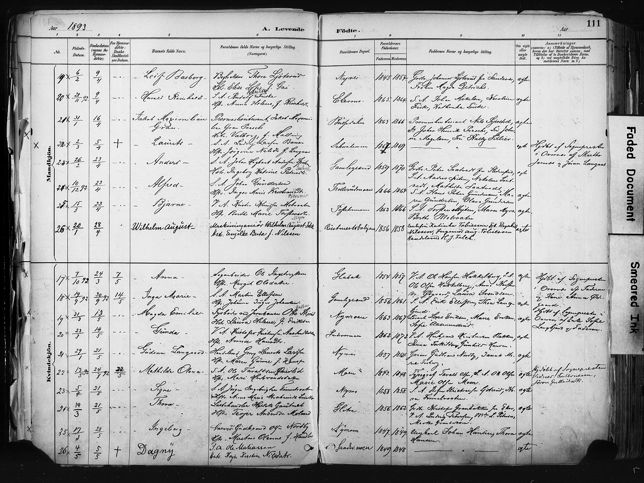 Kongsberg kirkebøker, AV/SAKO-A-22/F/Fb/L0002: Parish register (official) no. II 2, 1886-1896, p. 111