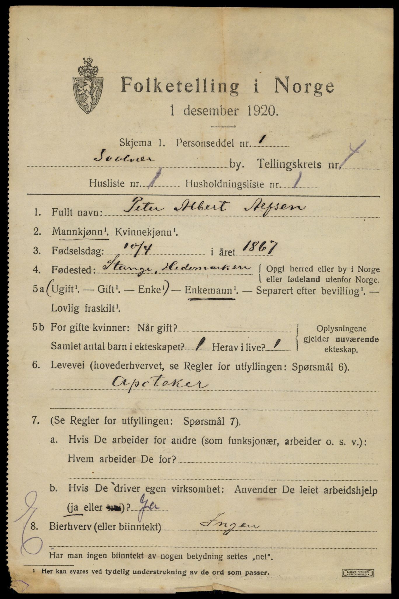 SAT, 1920 census for Svolvær, 1920, p. 5516