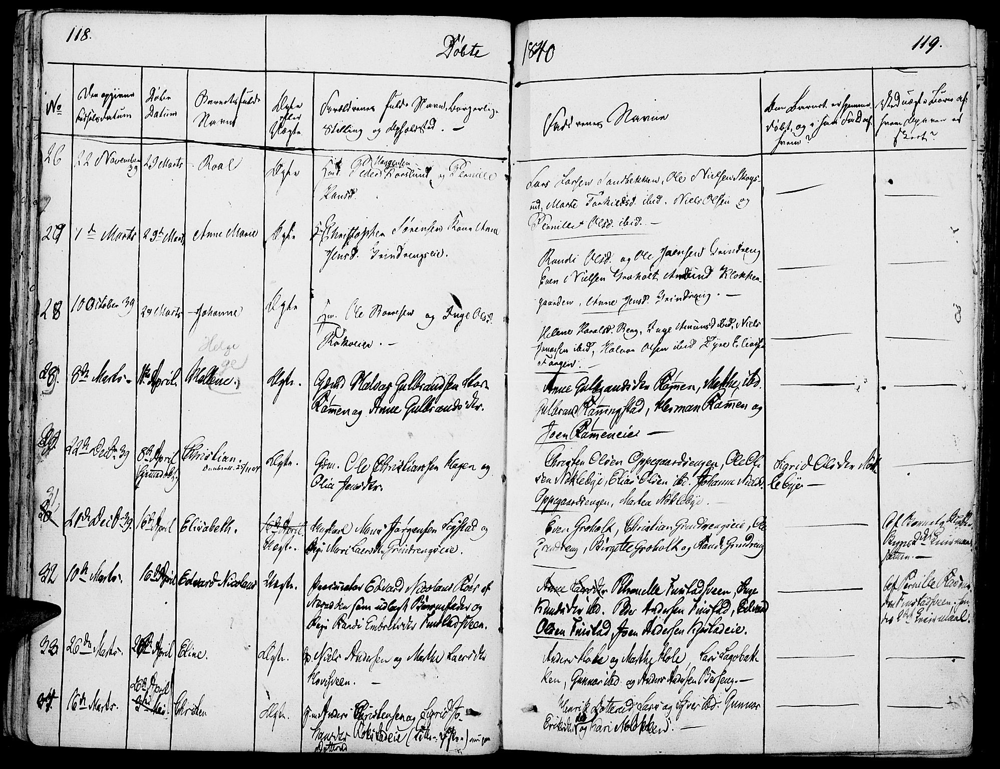 Løten prestekontor, SAH/PREST-022/K/Ka/L0006: Parish register (official) no. 6, 1832-1849, p. 118-119