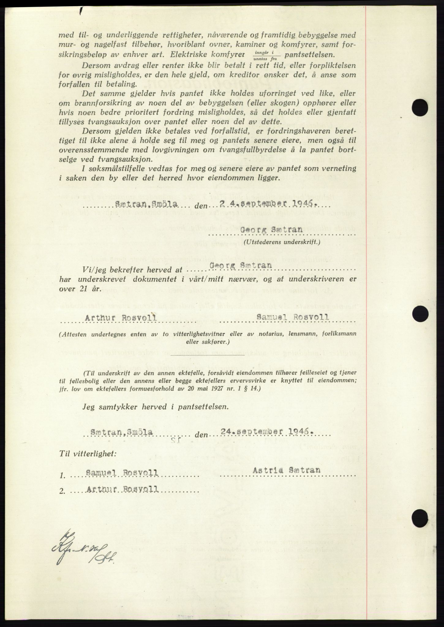 Nordmøre sorenskriveri, AV/SAT-A-4132/1/2/2Ca: Mortgage book no. B95, 1946-1947, Diary no: : 2041/1946