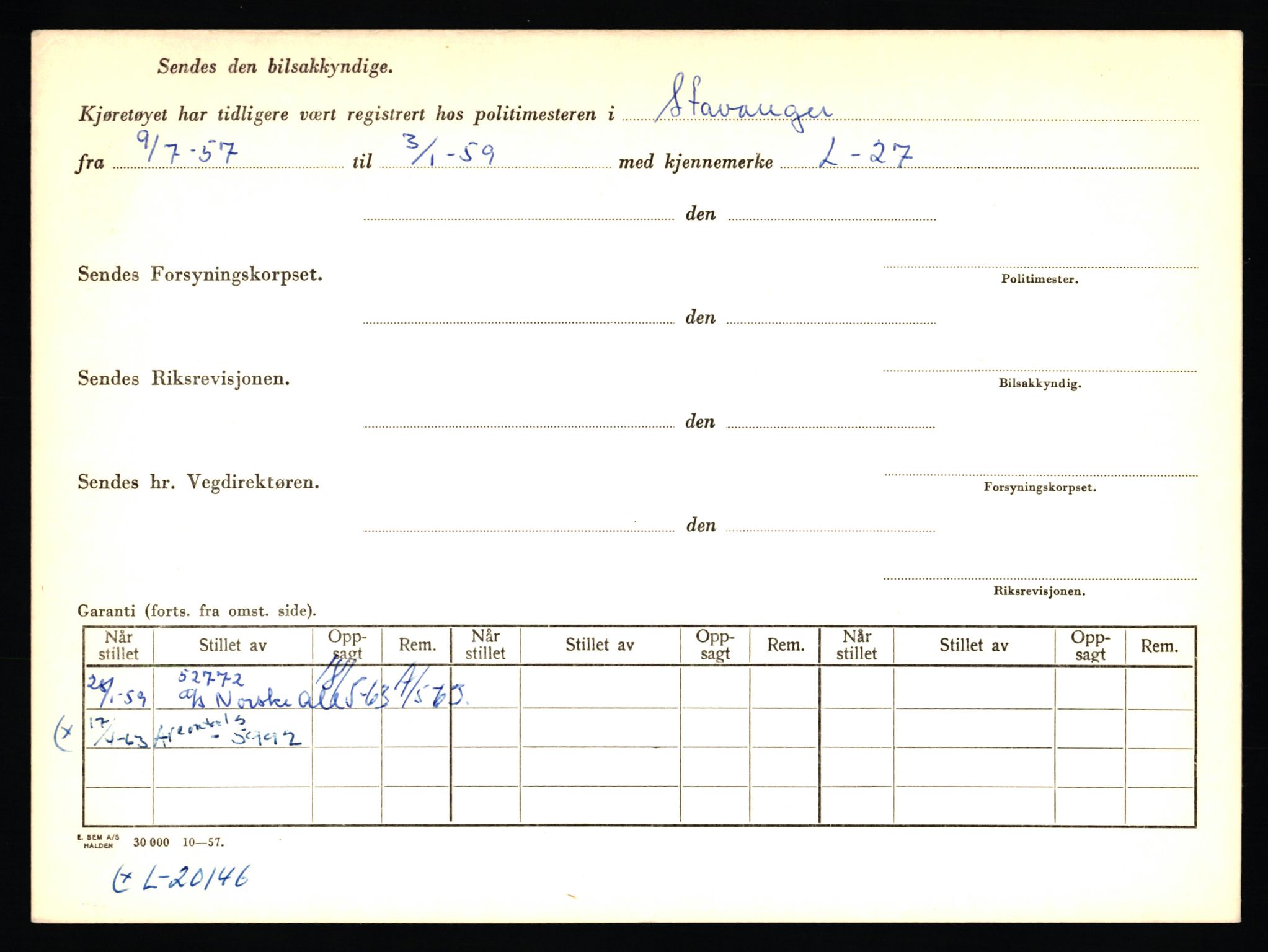 Stavanger trafikkstasjon, AV/SAST-A-101942/0/F/L0036: L-20000 - L-20499, 1930-1971, p. 62