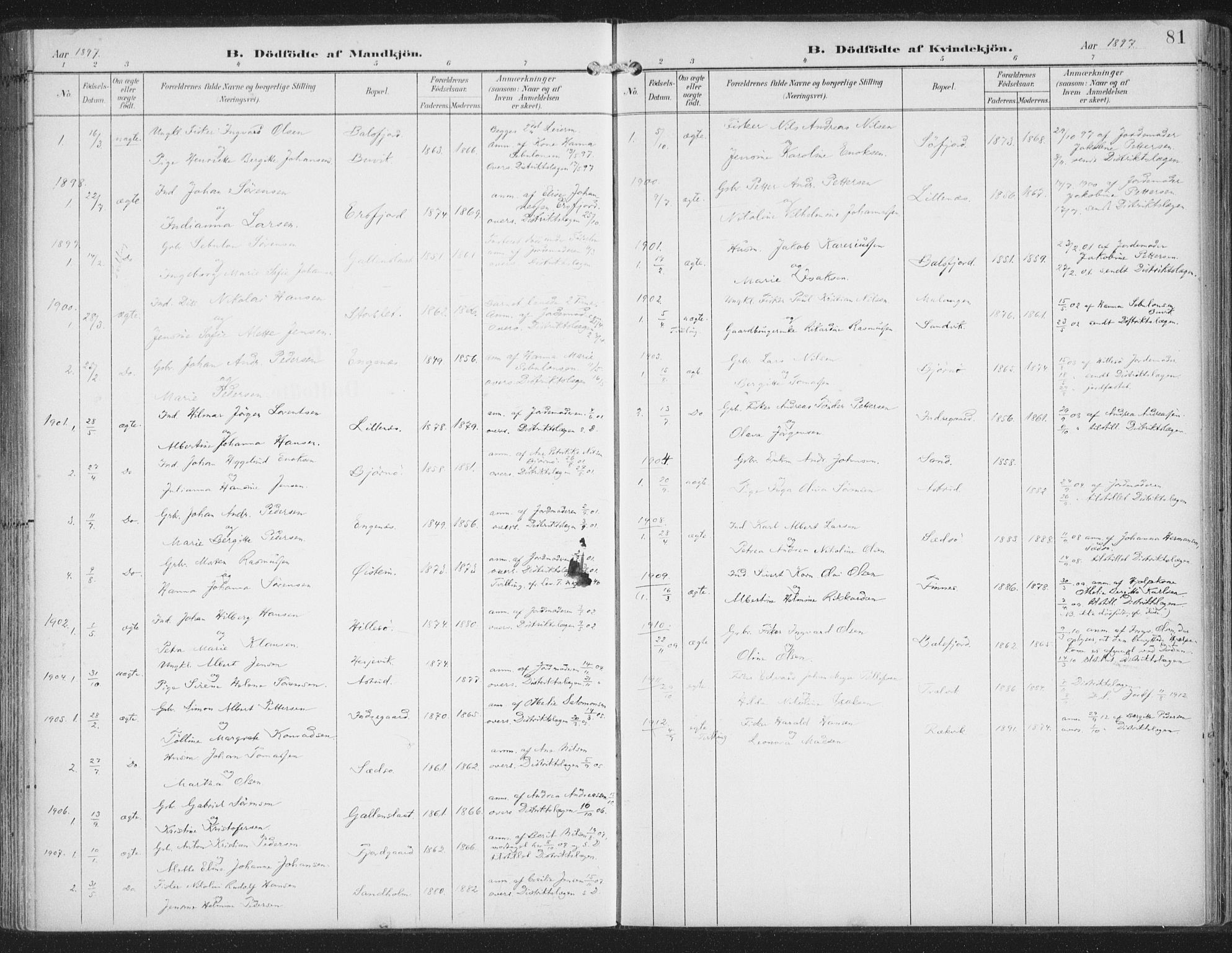 Lenvik sokneprestembete, SATØ/S-1310/H/Ha/Haa/L0015kirke: Parish register (official) no. 15, 1896-1915, p. 81