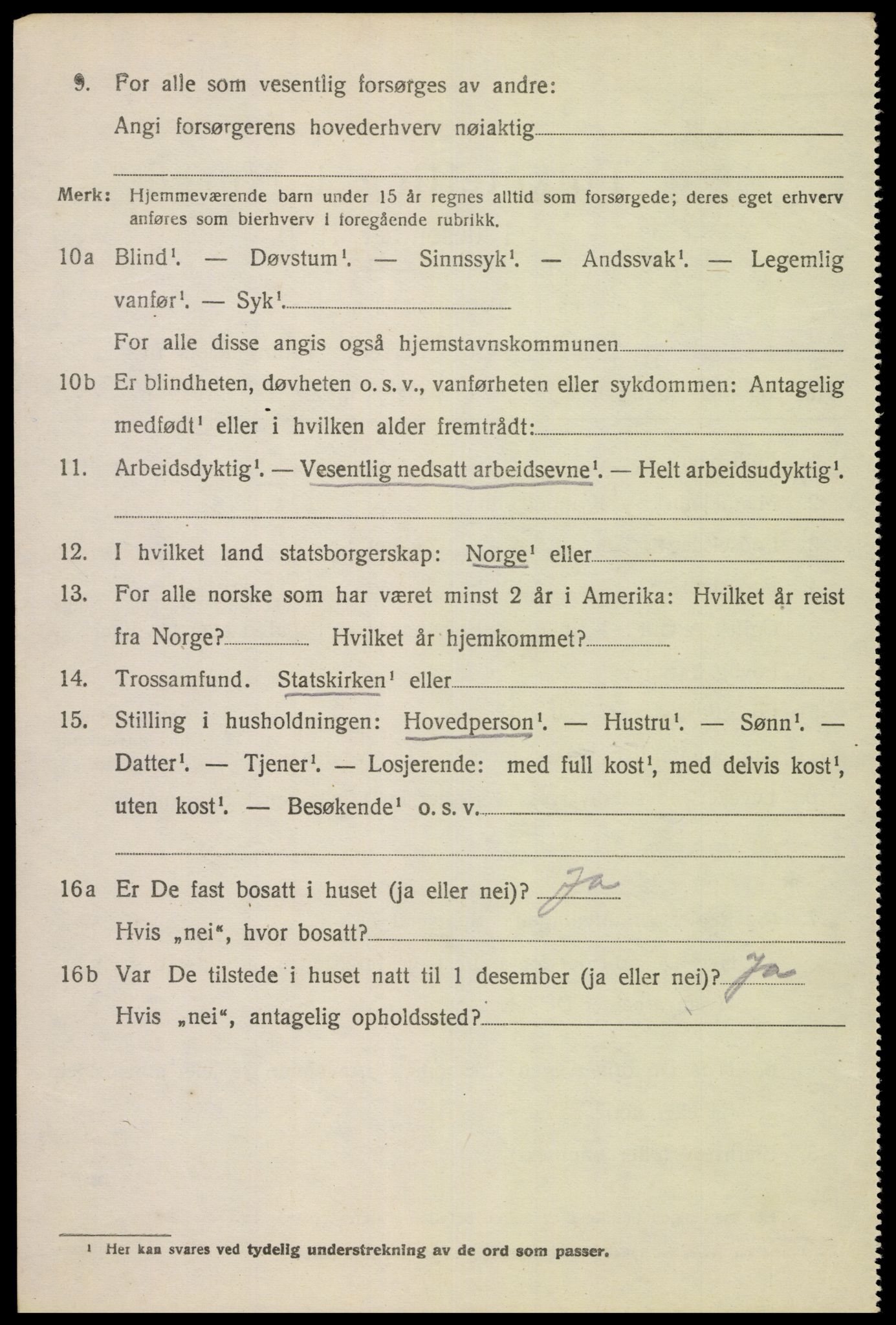 SAK, 1920 census for Kvinesdal, 1920, p. 3166