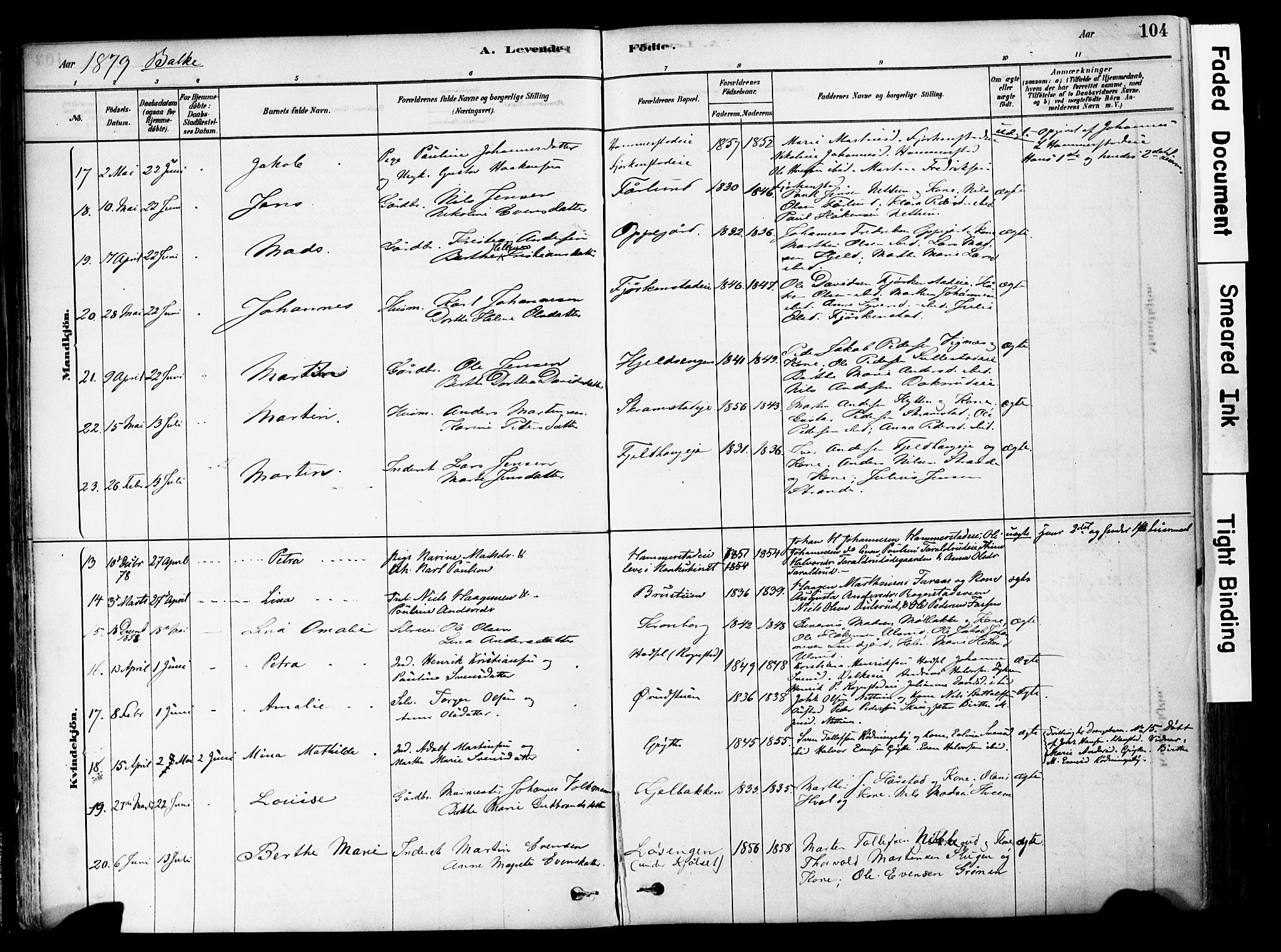 Østre Toten prestekontor, SAH/PREST-104/H/Ha/Haa/L0006: Parish register (official) no. 6 /2, 1878-1880, p. 104