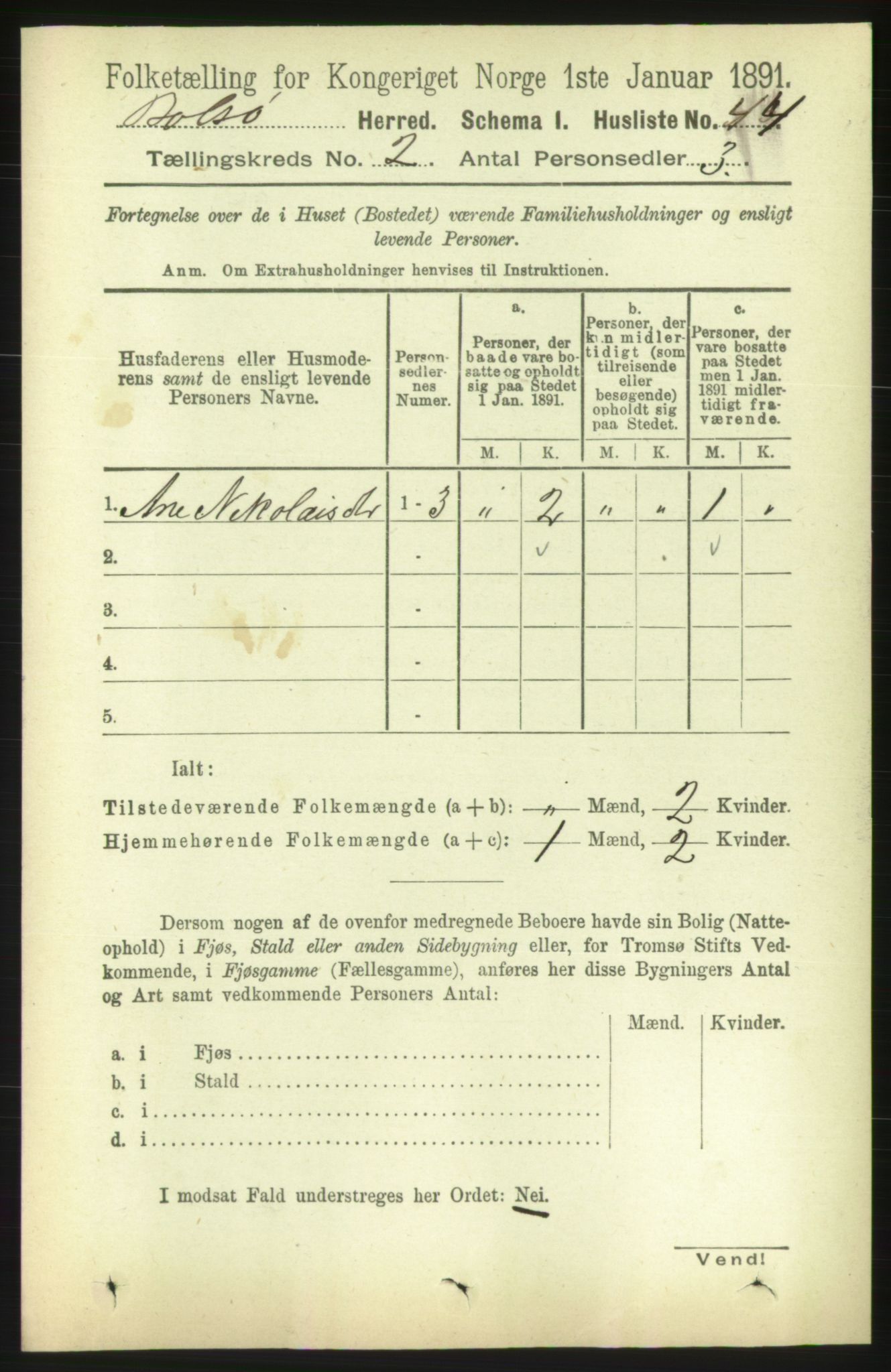 RA, 1891 census for 1544 Bolsøy, 1891, p. 890