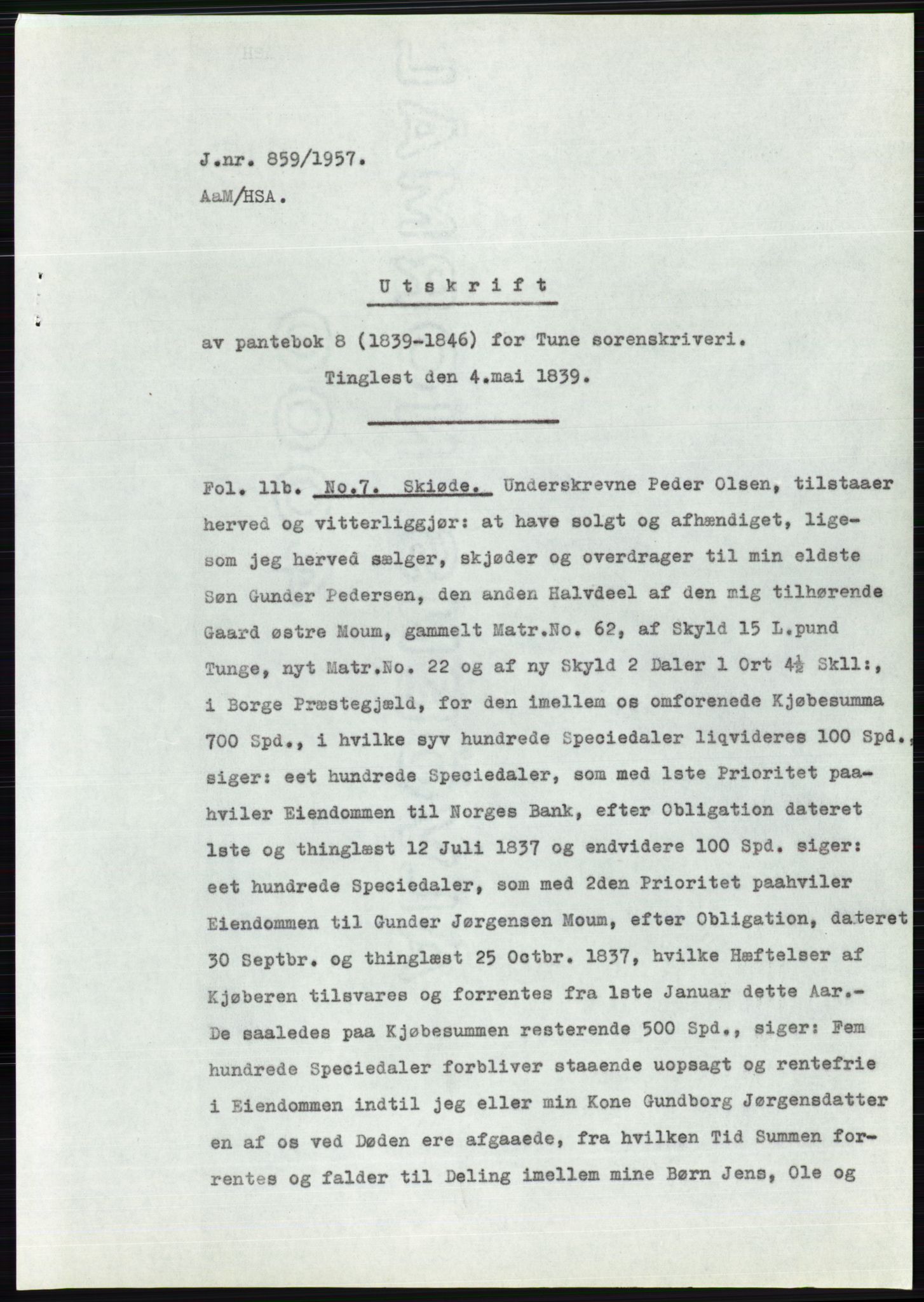 Statsarkivet i Oslo, AV/SAO-A-10621/Z/Zd/L0007: Avskrifter, j.nr 804-1436/1957, 1957, p. 12