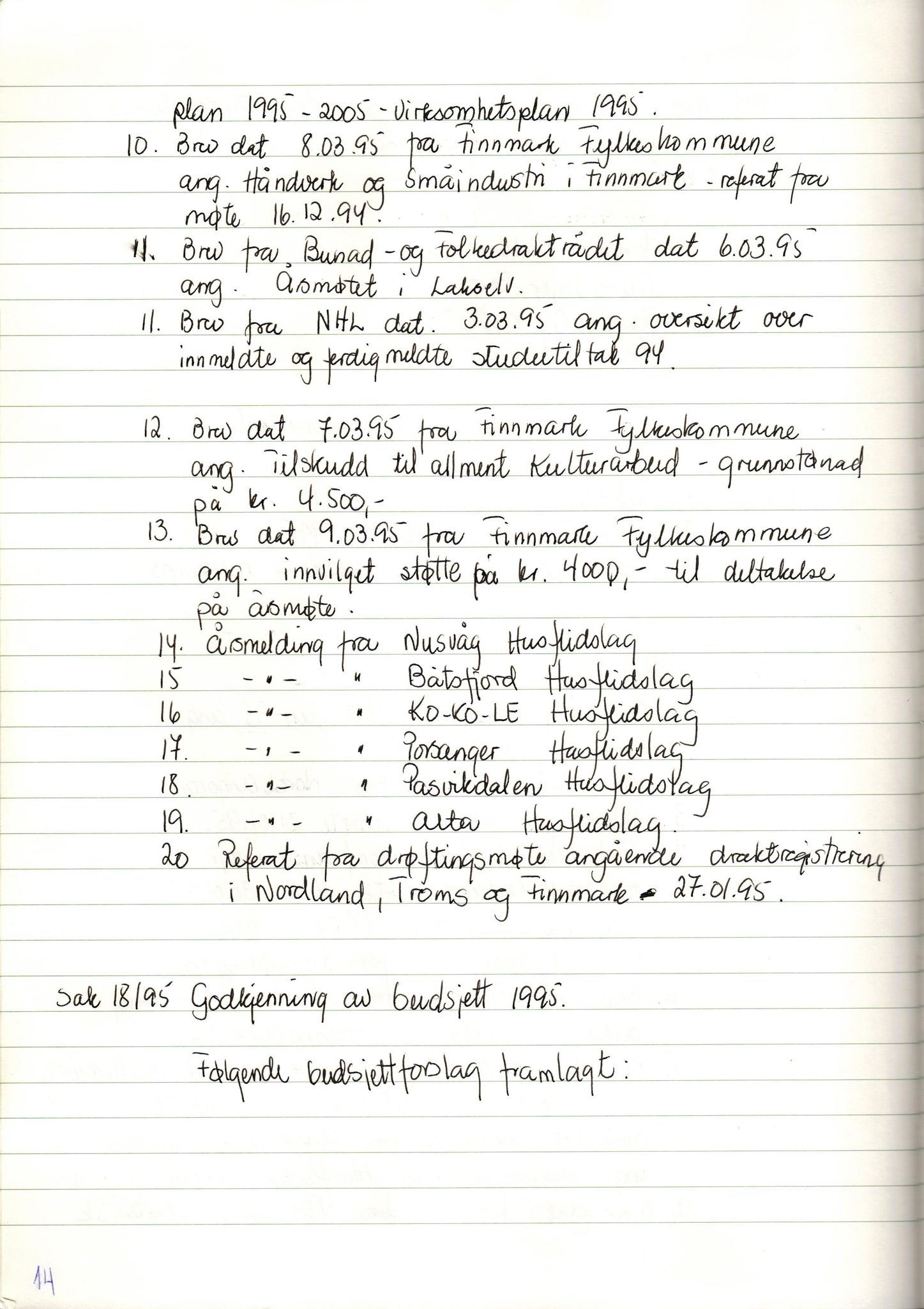 Finnmark Husflidslag, FMFB/A-1134/A/L0004: Møtebok, 1995-2000, p. 18