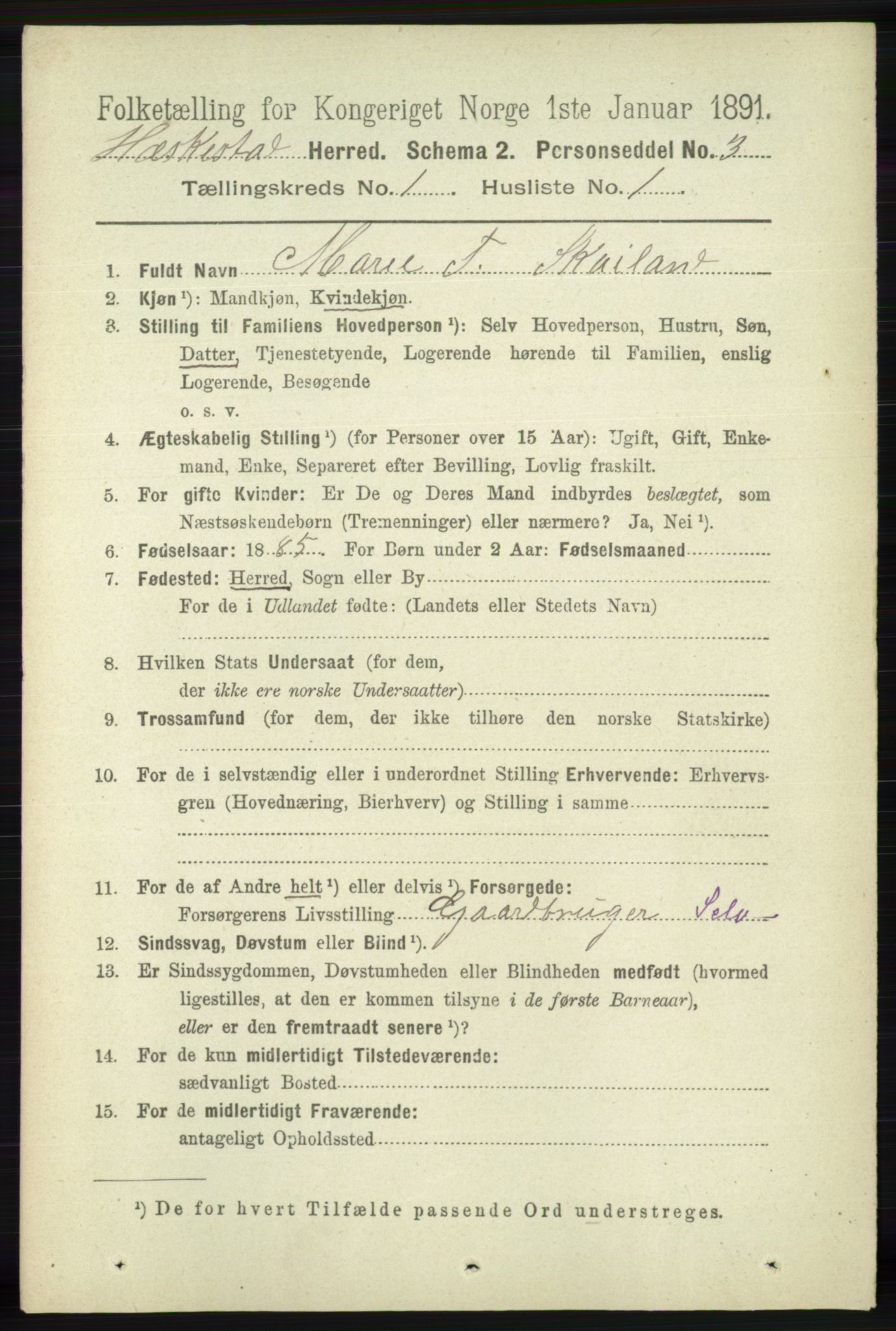RA, 1891 census for 1113 Heskestad, 1891, p. 59