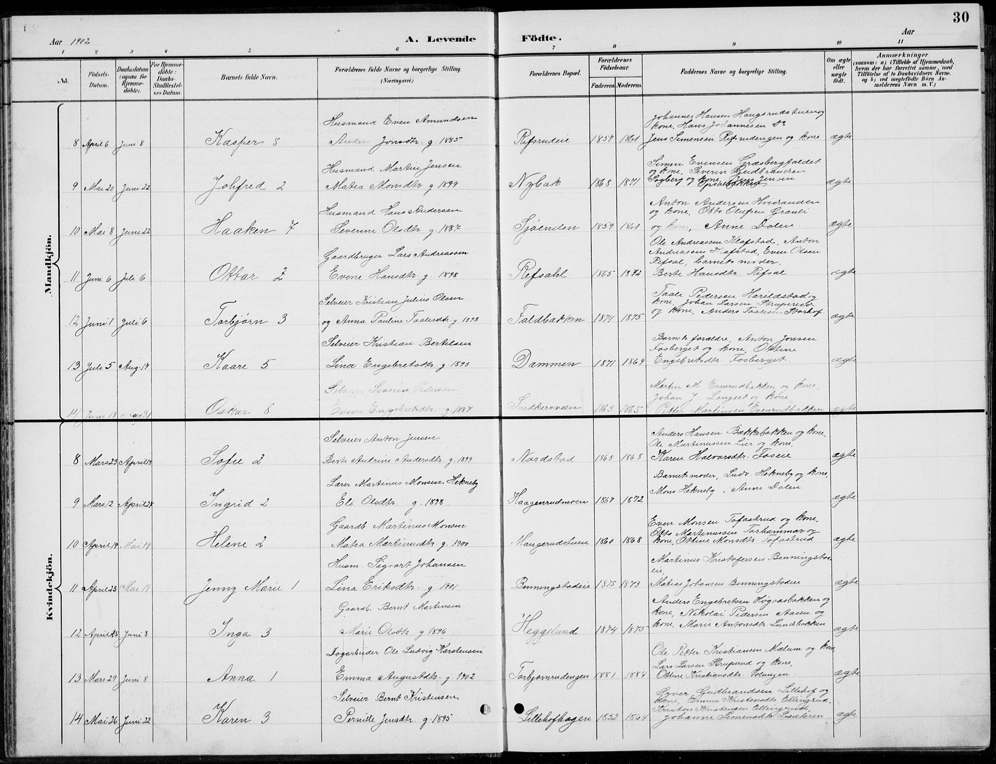 Romedal prestekontor, AV/SAH-PREST-004/L/L0013: Parish register (copy) no. 13, 1896-1937, p. 30