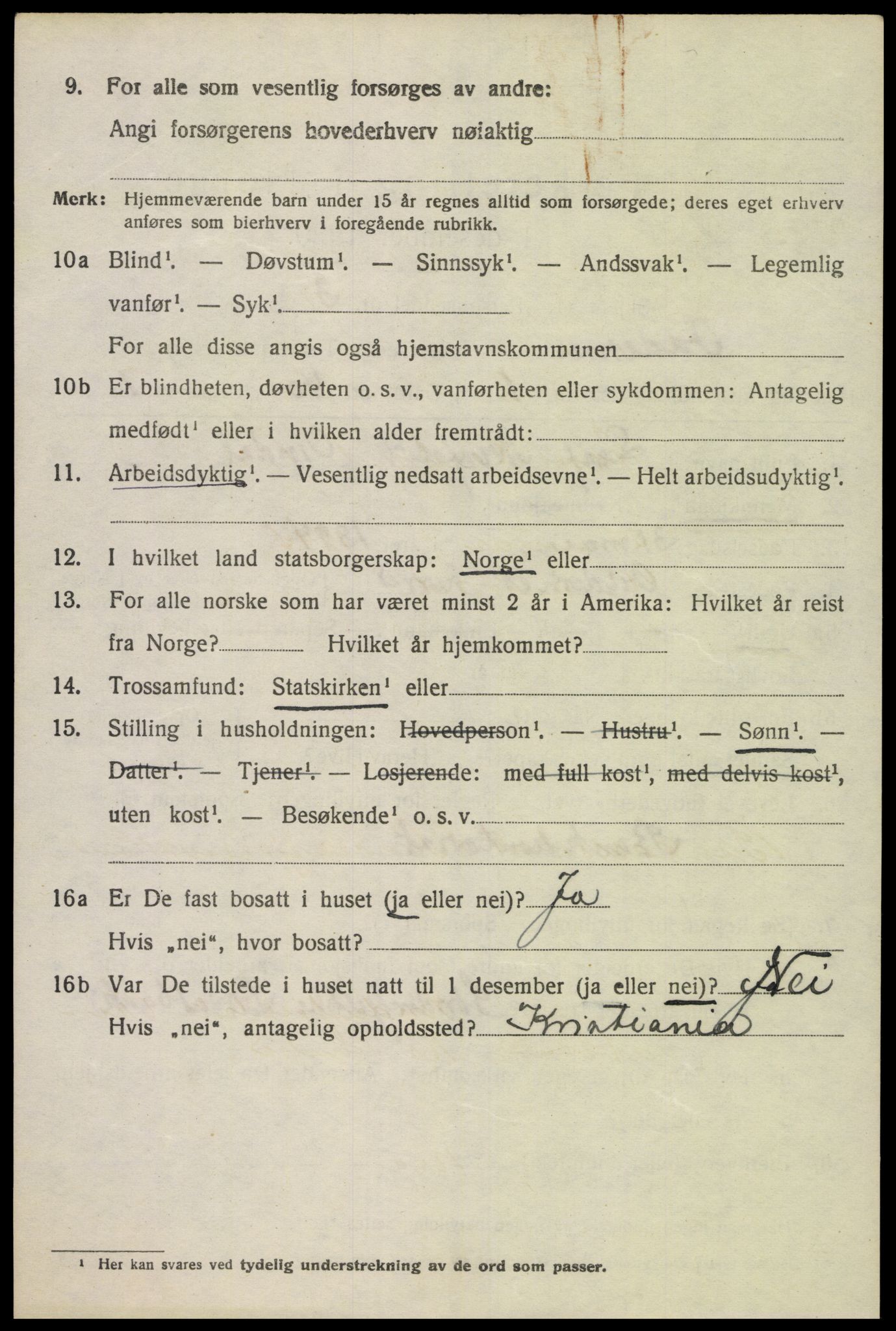 SAK, 1920 census for Oddernes, 1920, p. 8388