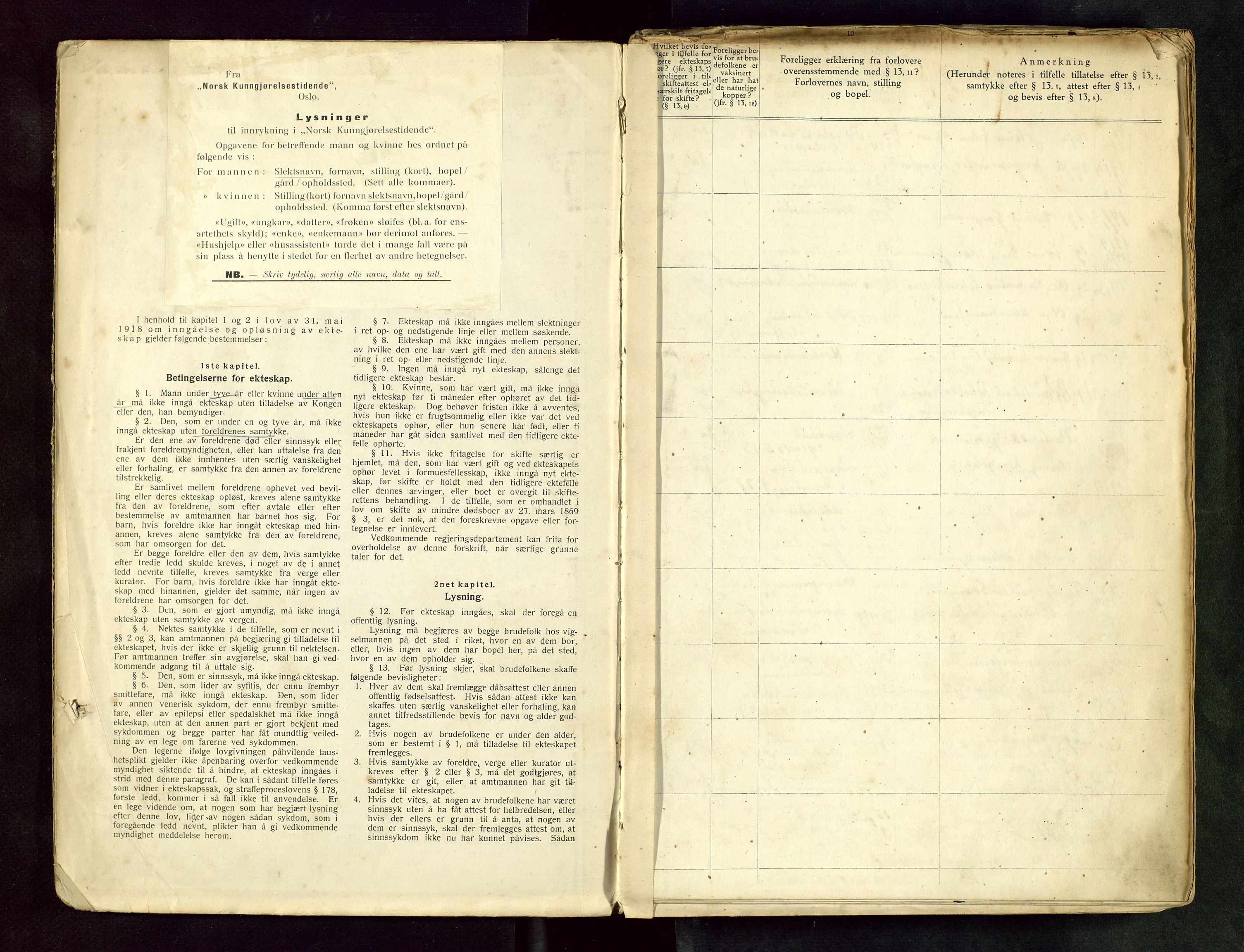 Domkirken sokneprestkontor, SAST/A-101812/001/70/705BB/L0001: Banns register no. 1, 1920-1930