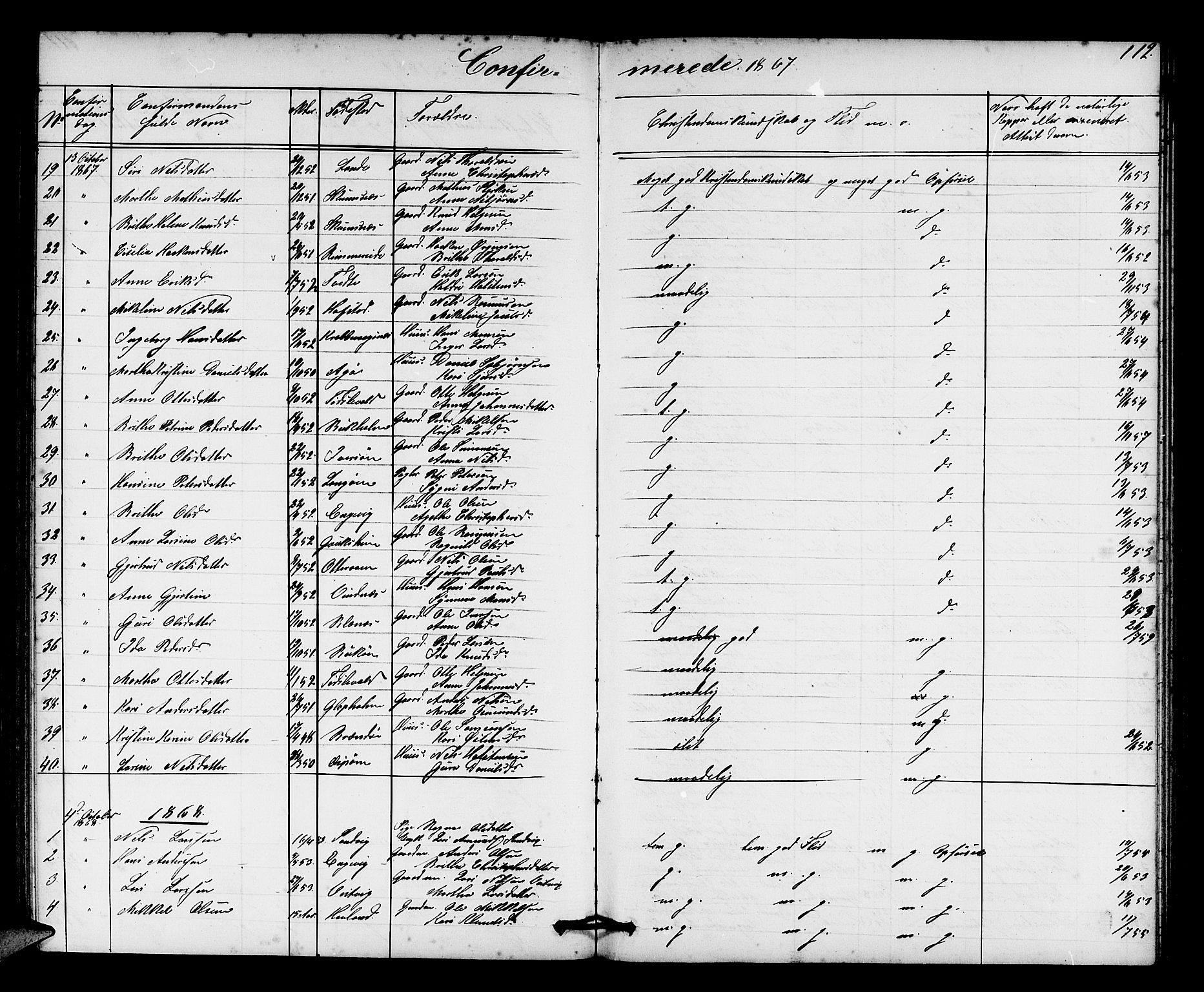 Fitjar sokneprestembete, AV/SAB-A-99926: Parish register (copy) no. A 1, 1864-1886, p. 112