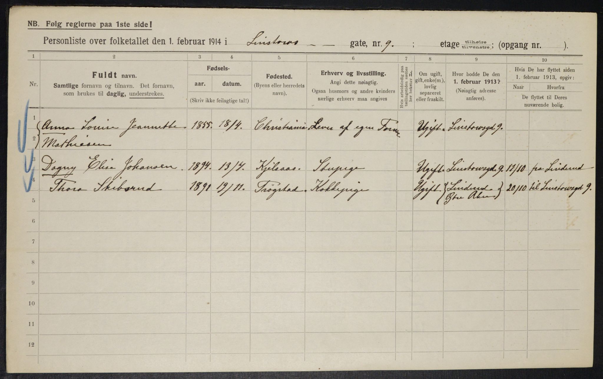 OBA, Municipal Census 1914 for Kristiania, 1914, p. 57695