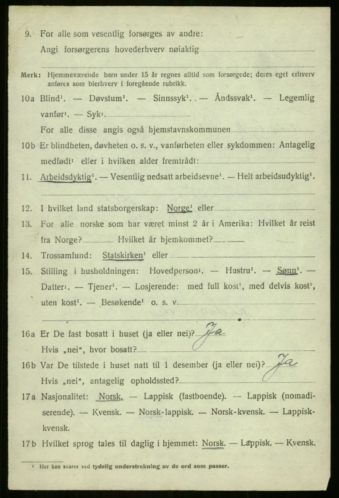 SATØ, 1920 census for Berg, 1920, p. 2435