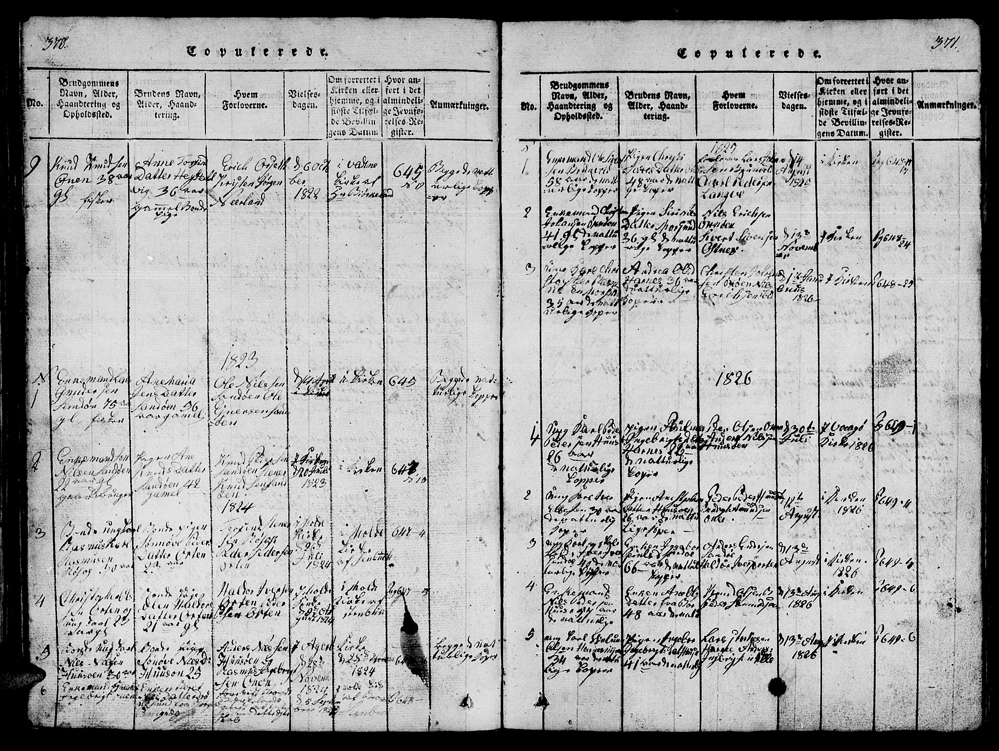 Ministerialprotokoller, klokkerbøker og fødselsregistre - Møre og Romsdal, AV/SAT-A-1454/561/L0731: Parish register (copy) no. 561C01, 1817-1867, p. 370-371