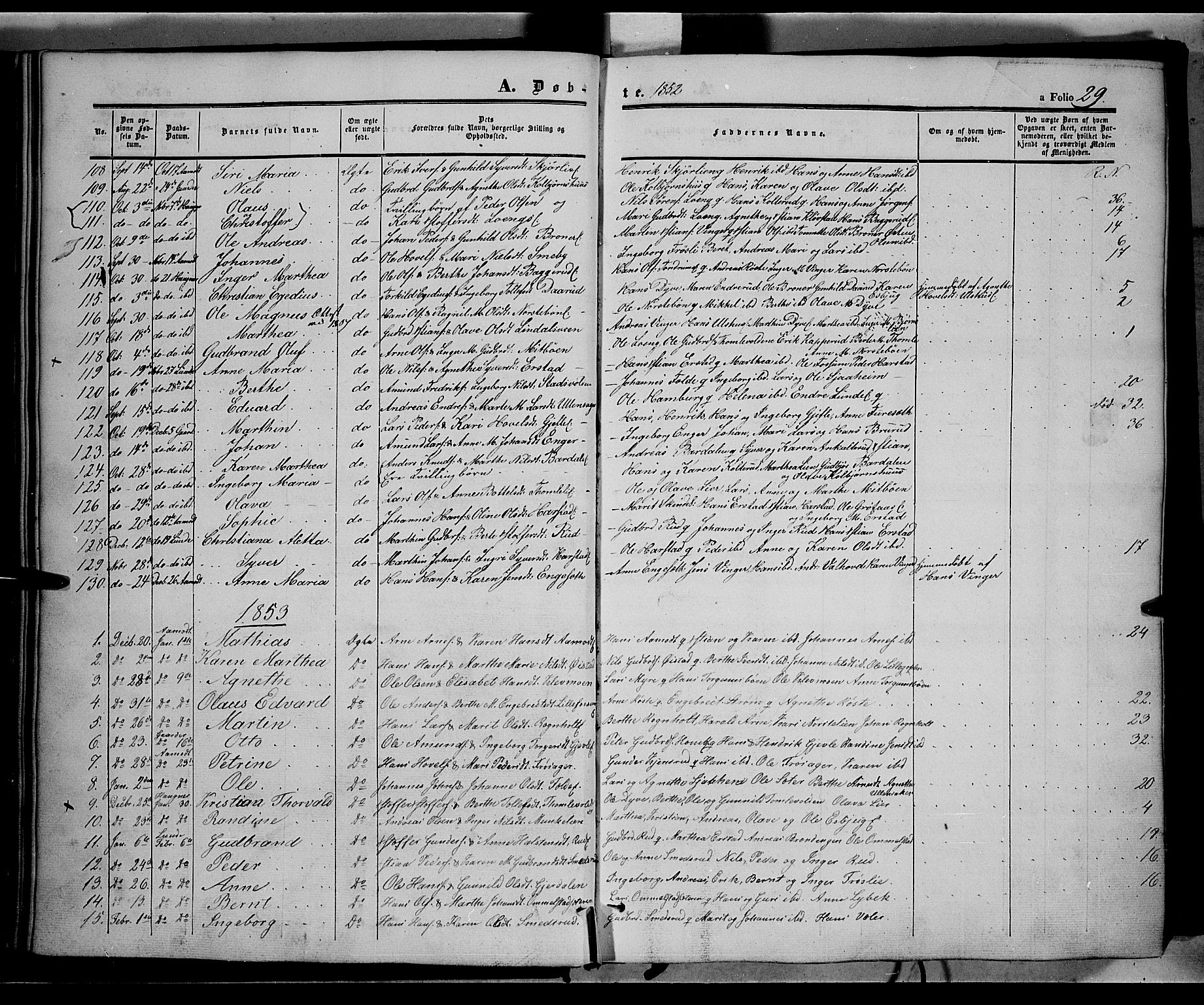 Land prestekontor, SAH/PREST-120/H/Ha/Haa/L0010: Parish register (official) no. 10, 1847-1859, p. 29