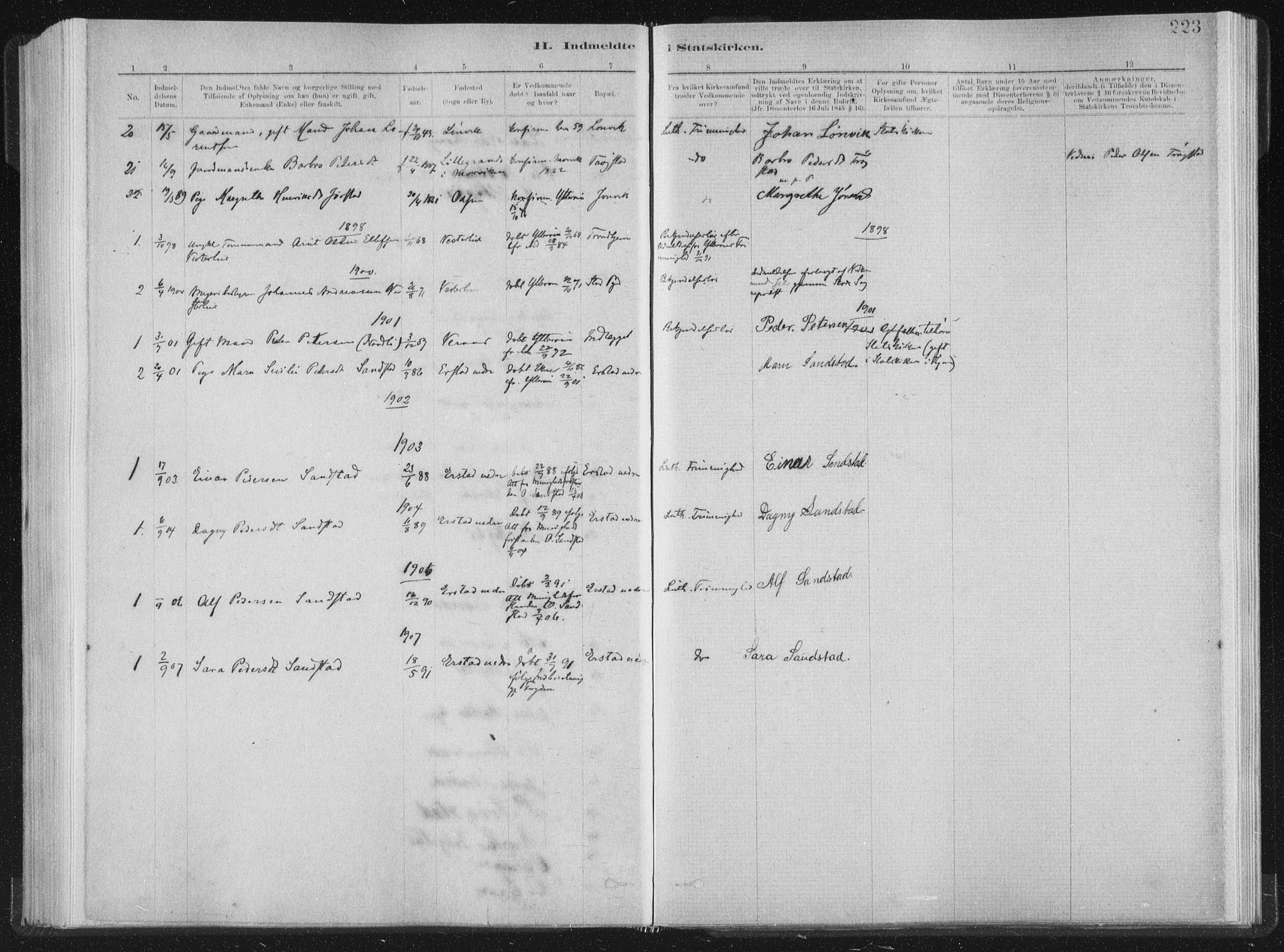 Ministerialprotokoller, klokkerbøker og fødselsregistre - Nord-Trøndelag, SAT/A-1458/722/L0220: Parish register (official) no. 722A07, 1881-1908, p. 223