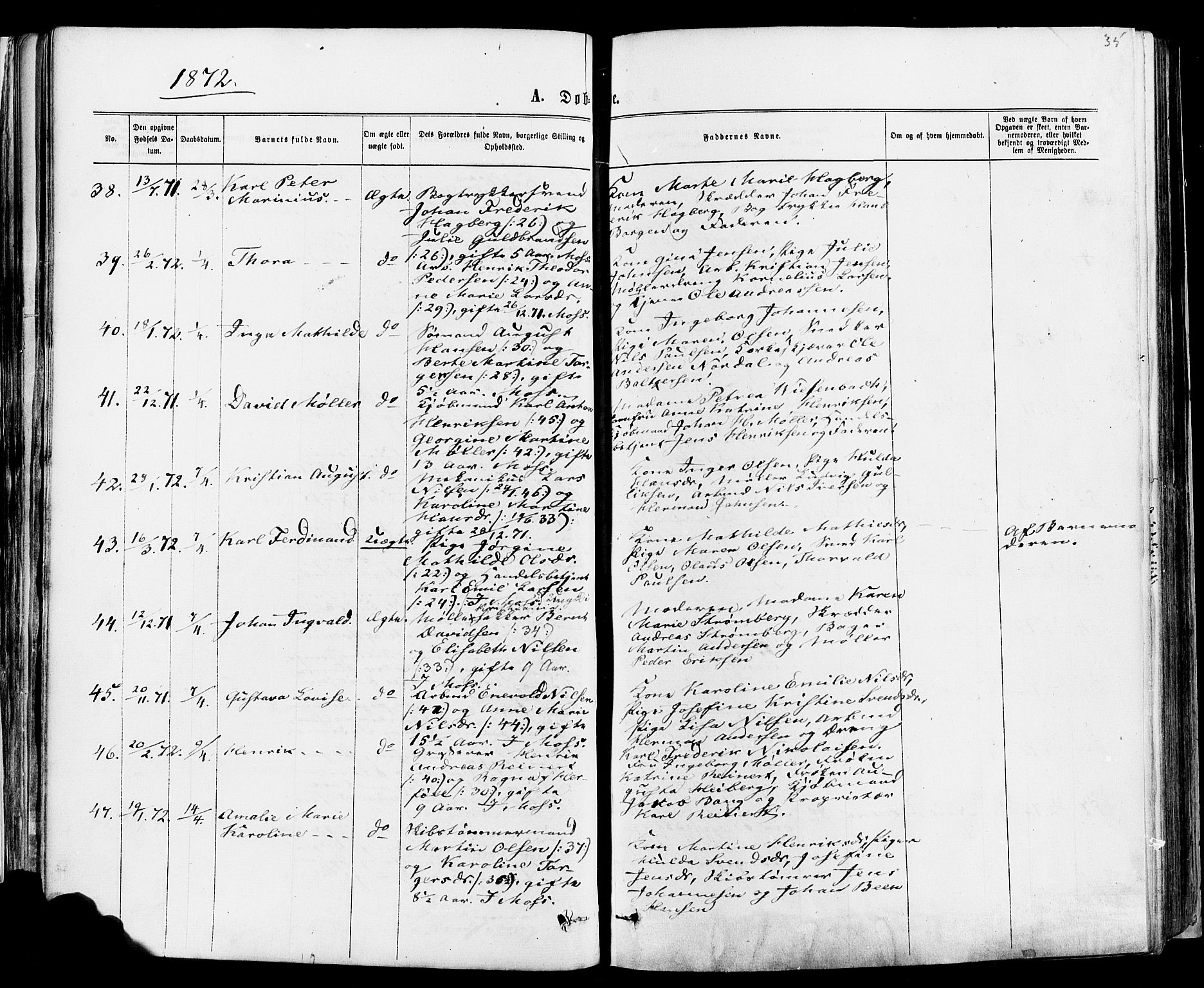 Moss prestekontor Kirkebøker, SAO/A-2003/F/Fa/L0010: Parish register (official) no. I 10, 1870-1877, p. 35