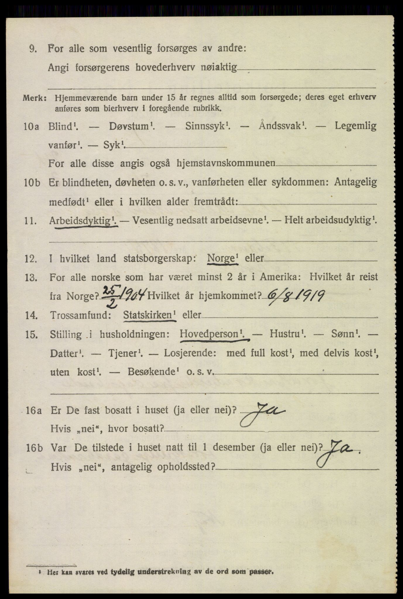 SAH, 1920 census for Trysil, 1920, p. 15250