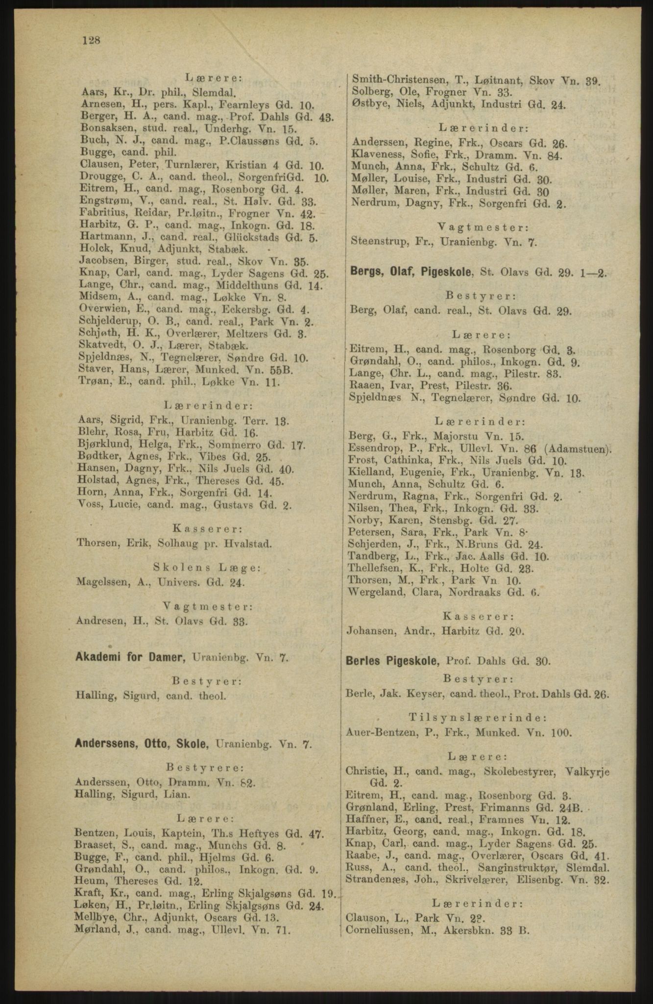 Kristiania/Oslo adressebok, PUBL/-, 1904, p. 128