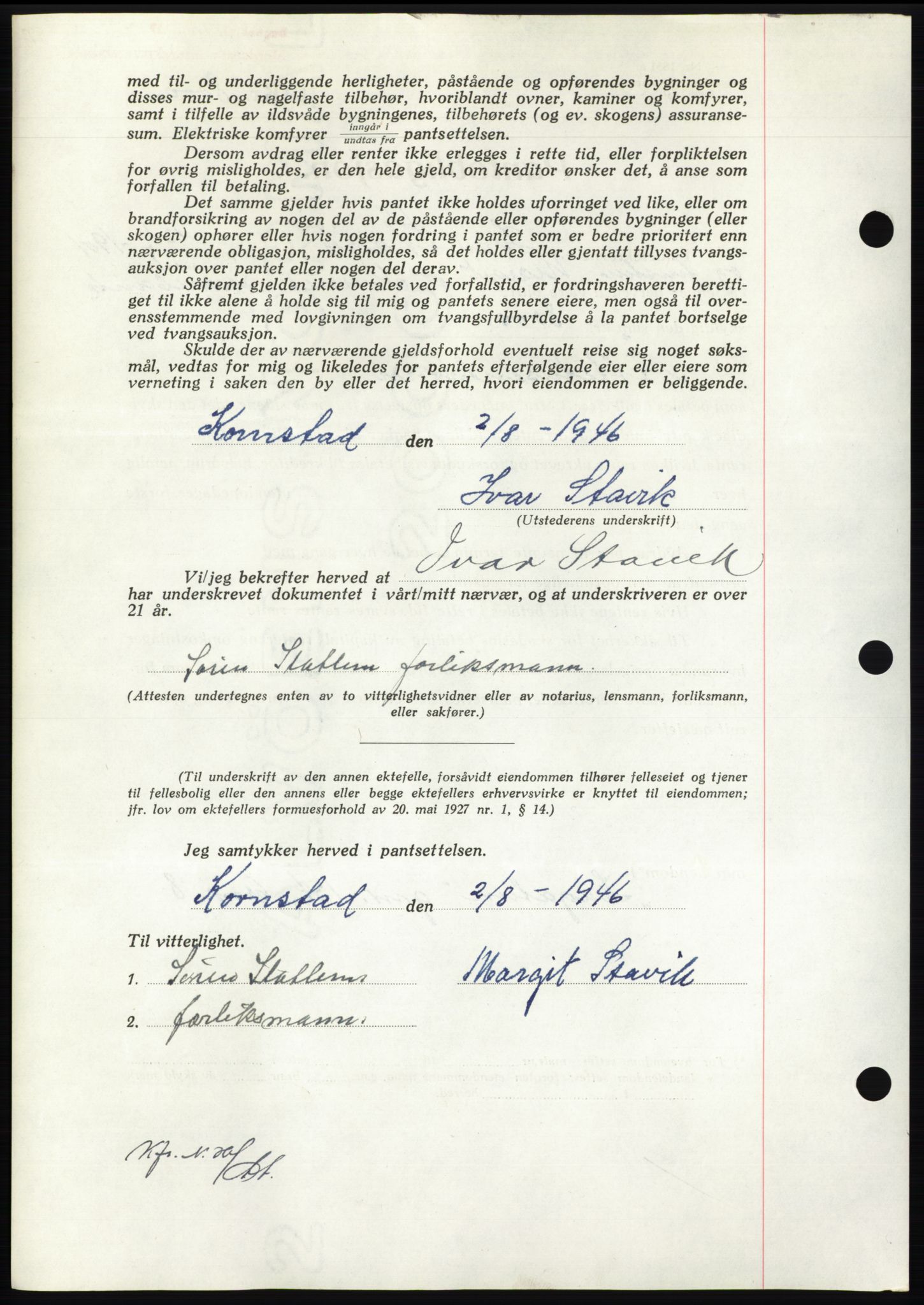 Nordmøre sorenskriveri, AV/SAT-A-4132/1/2/2Ca: Mortgage book no. B94, 1946-1946, Diary no: : 1490/1946