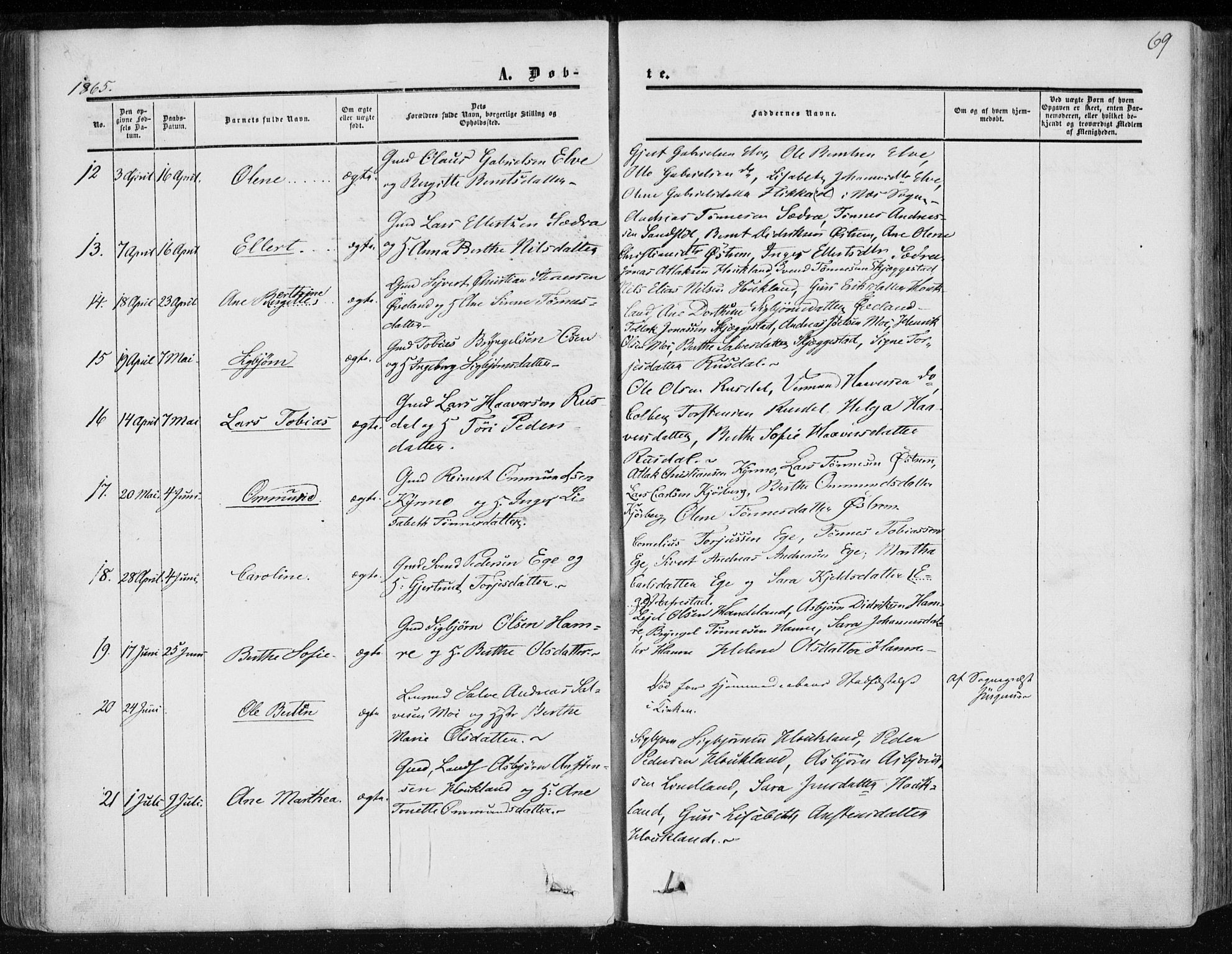 Lund sokneprestkontor, AV/SAST-A-101809/S06/L0009: Parish register (official) no. A 8, 1853-1877, p. 69