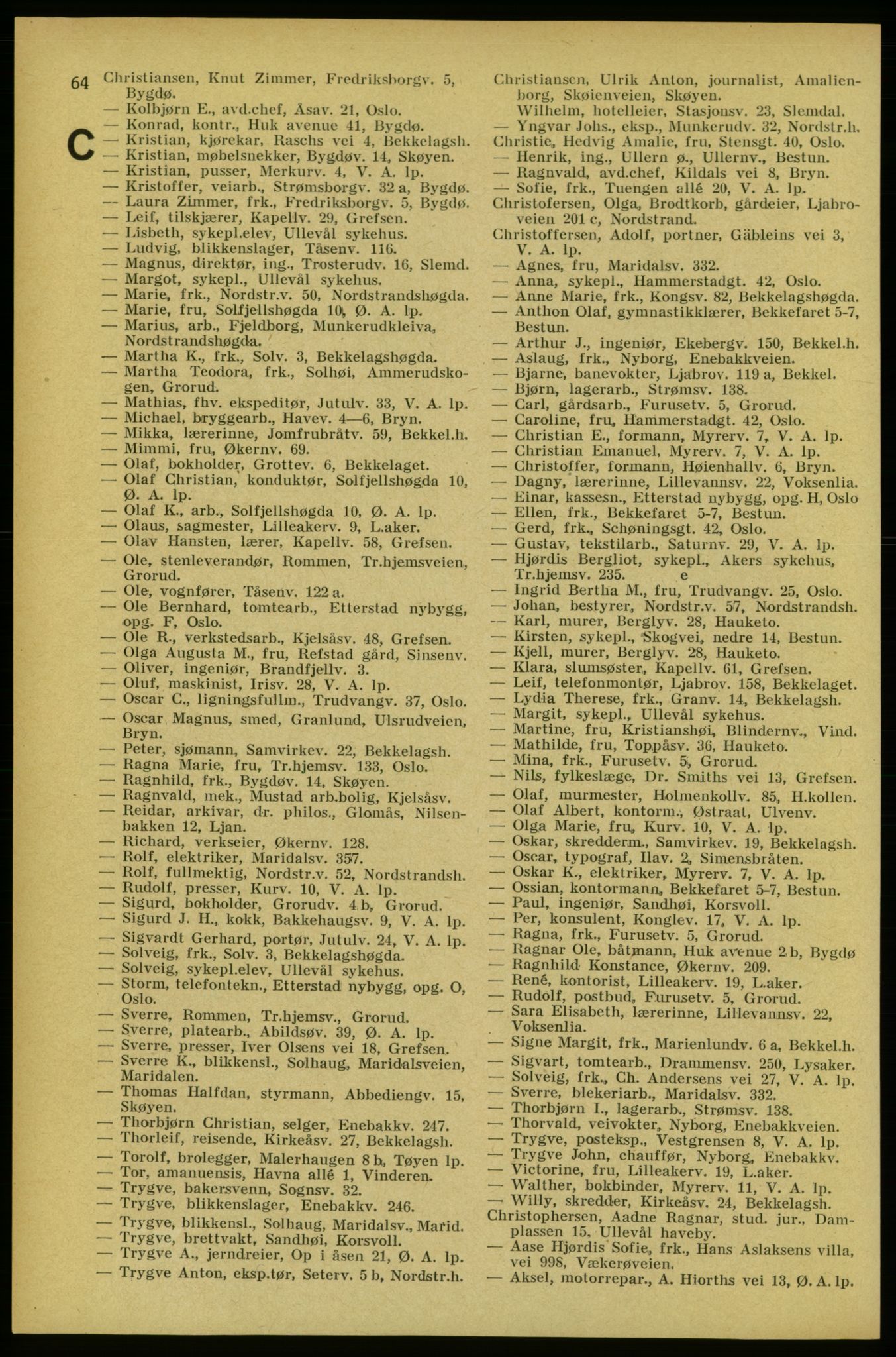 Aker adressebok/adressekalender, PUBL/001/A/005: Aker adressebok, 1934-1935, p. 64