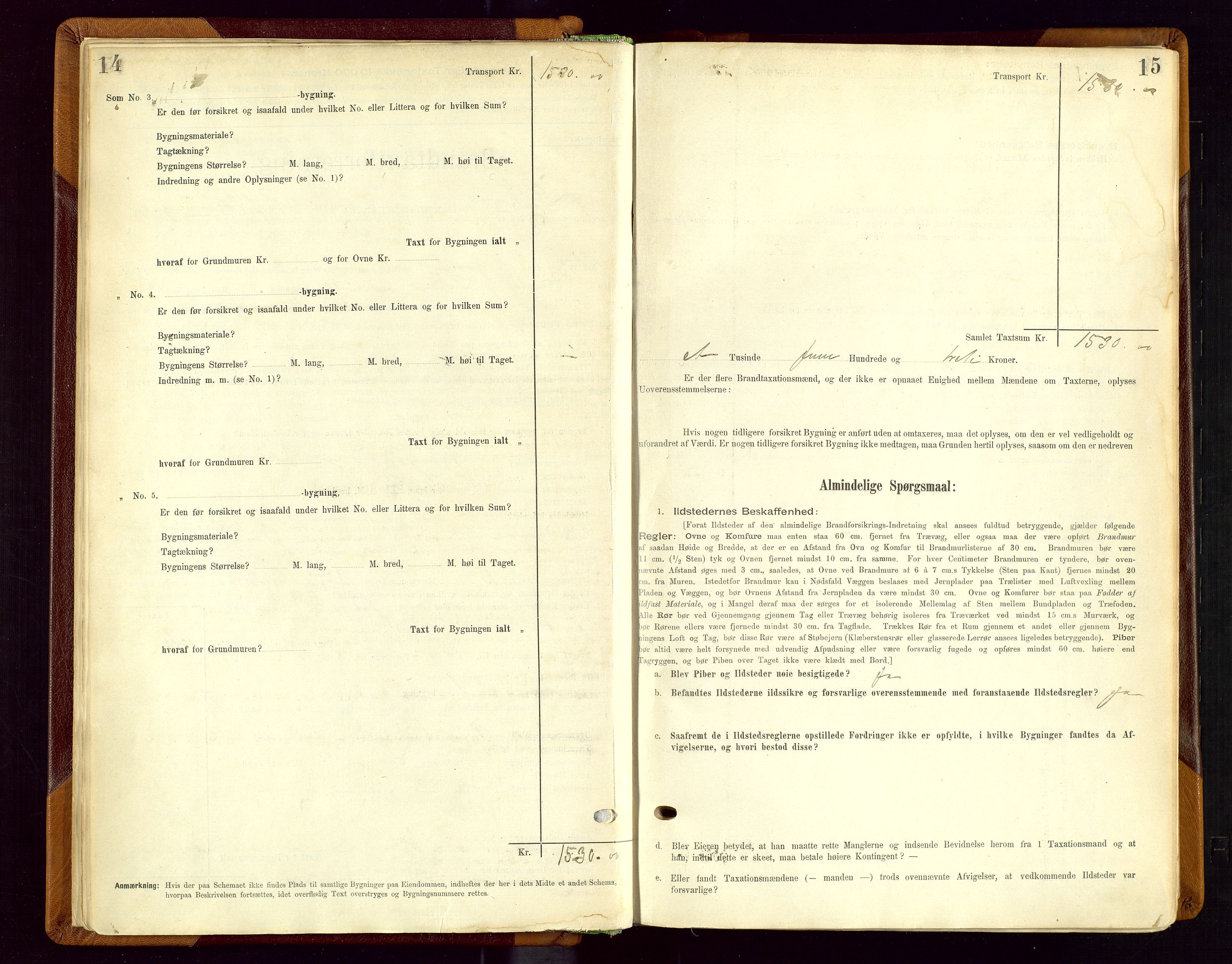 Sauda lensmannskontor, AV/SAST-A-100177/Gob/L0001: Branntakstprotokoll - skjematakst, 1894-1914, p. 14-15