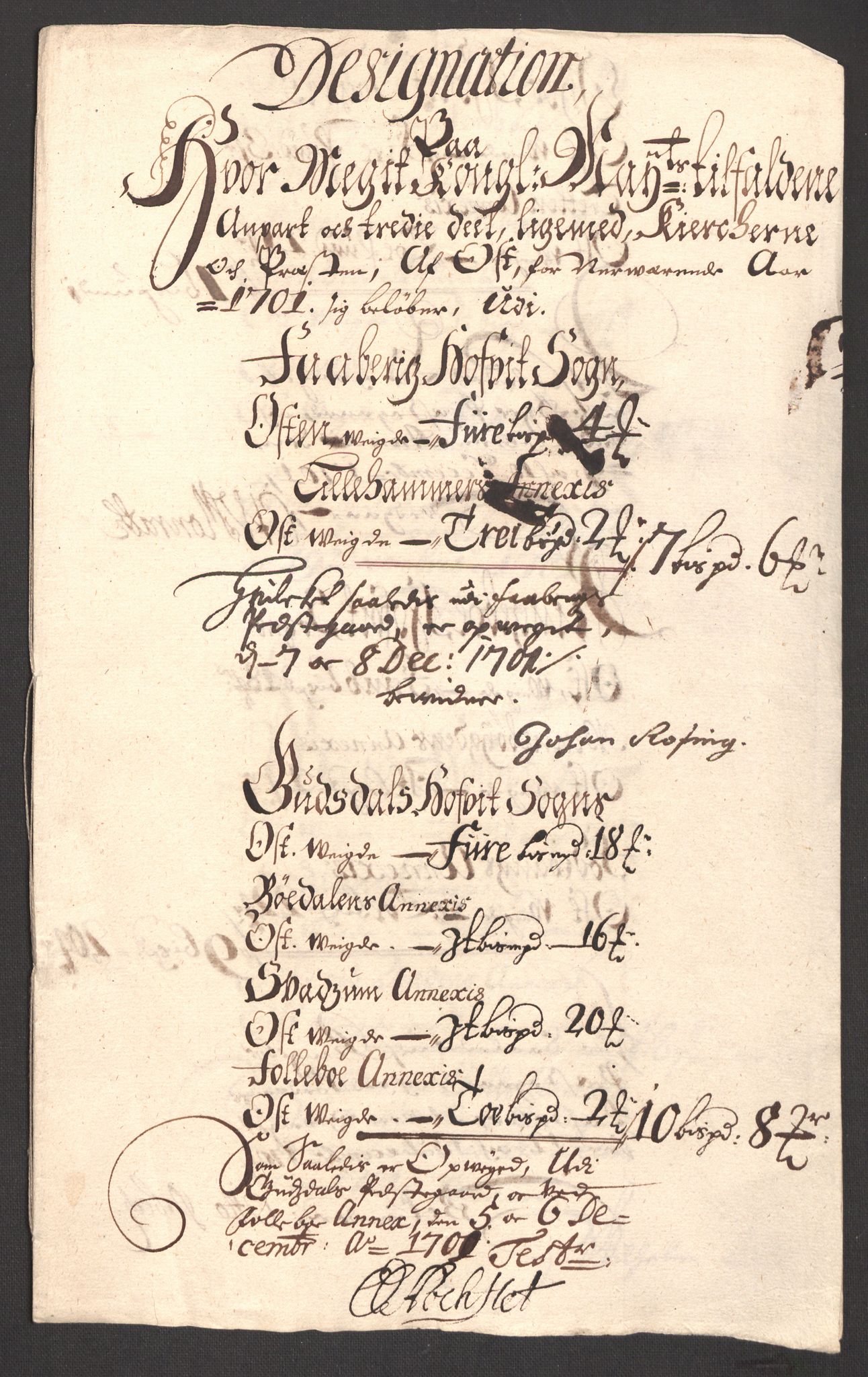 Rentekammeret inntil 1814, Reviderte regnskaper, Fogderegnskap, AV/RA-EA-4092/R17/L1174: Fogderegnskap Gudbrandsdal, 1701, p. 107