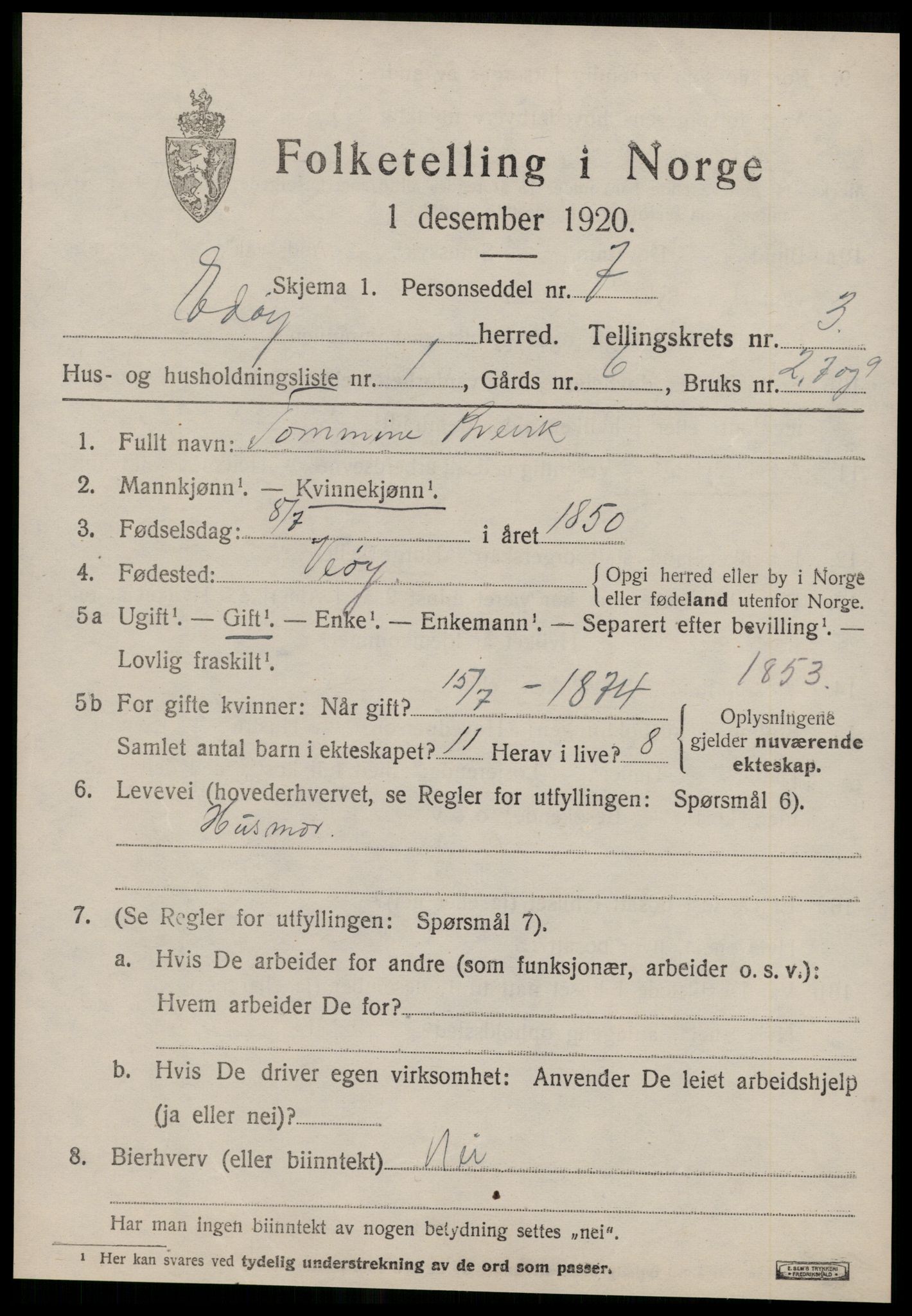 SAT, 1920 census for Edøy, 1920, p. 932