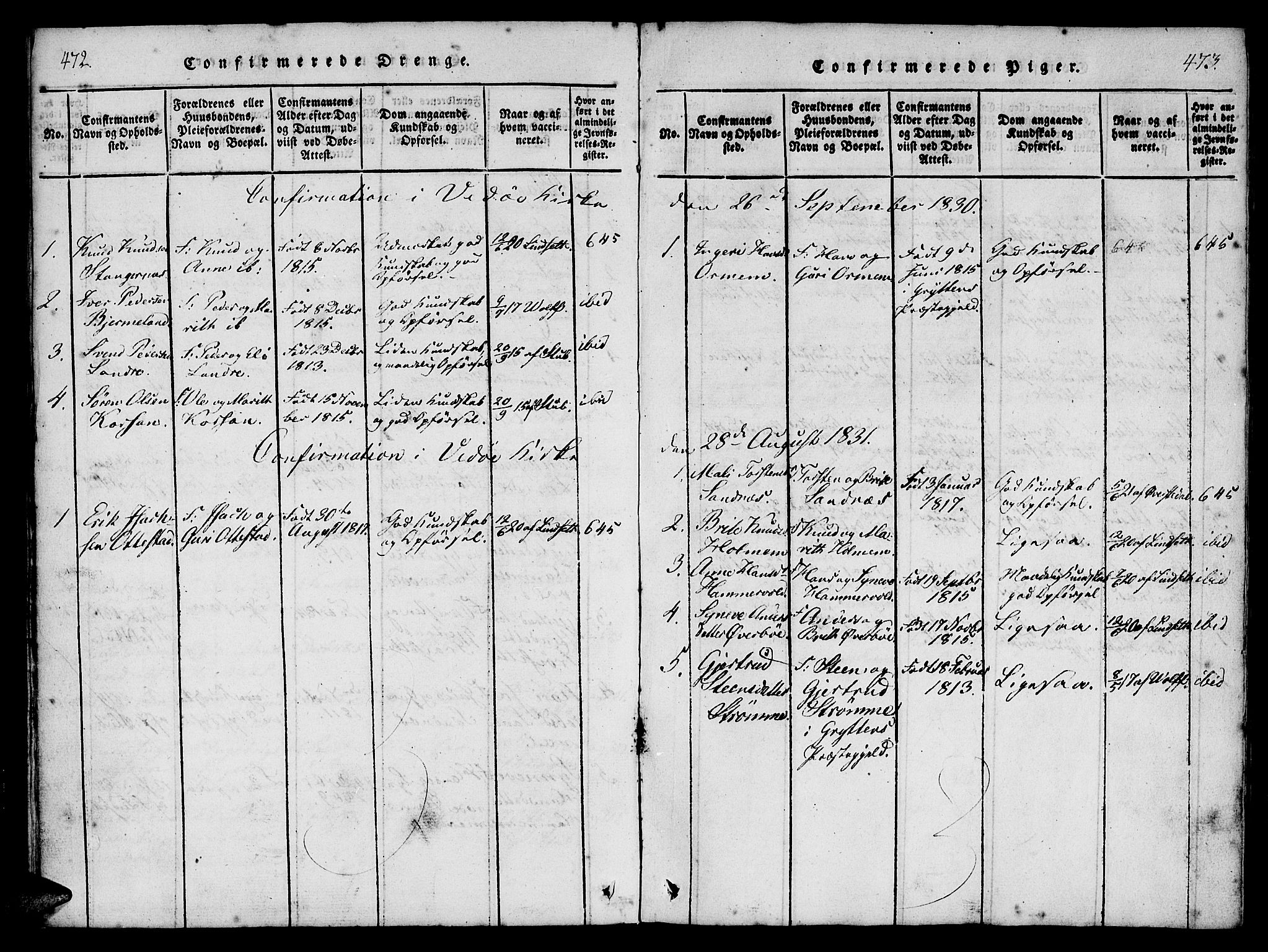 Ministerialprotokoller, klokkerbøker og fødselsregistre - Møre og Romsdal, SAT/A-1454/548/L0612: Parish register (official) no. 548A01, 1818-1846, p. 472-473