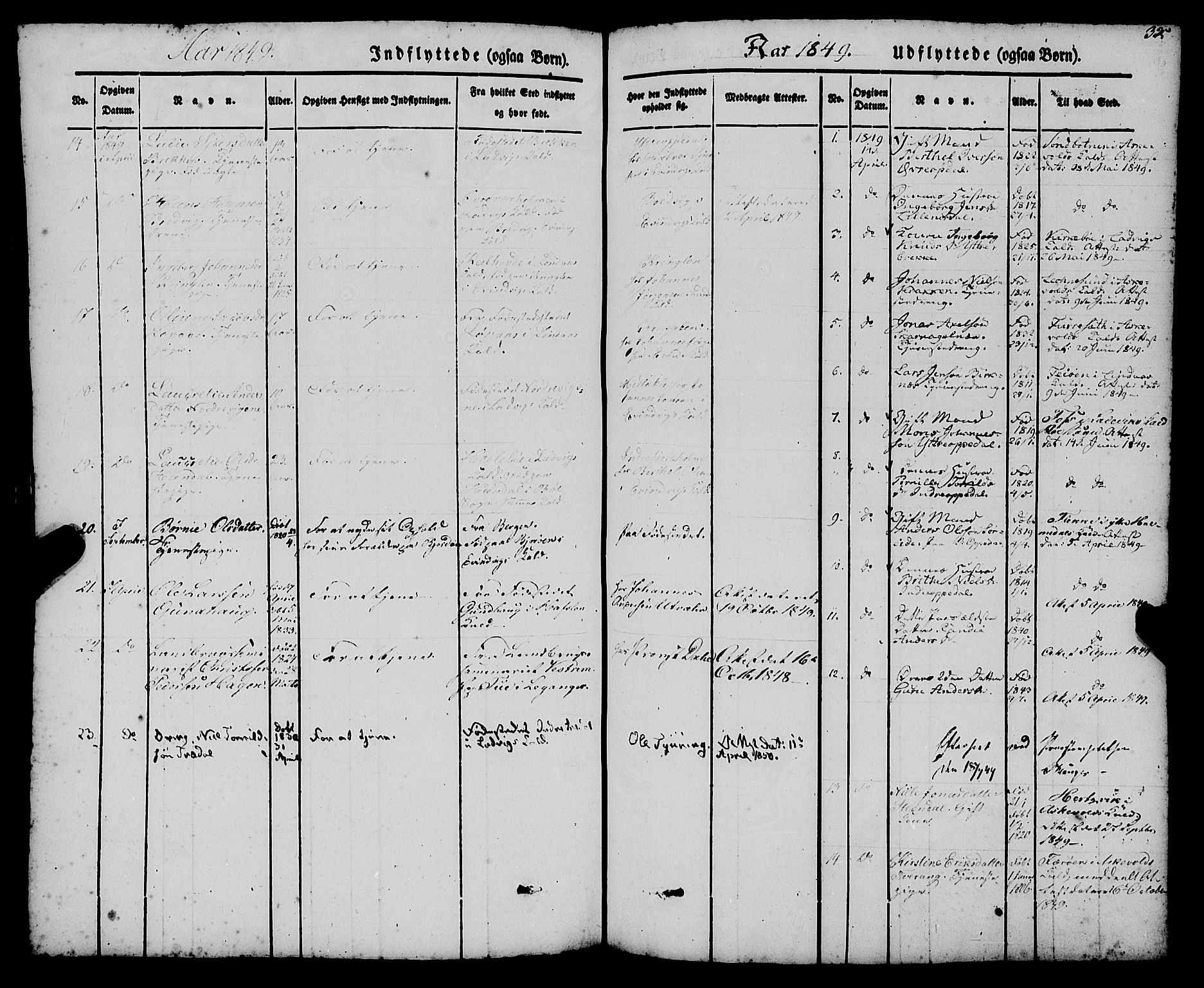 Gulen sokneprestembete, AV/SAB-A-80201/H/Haa/Haaa/L0021: Parish register (official) no. A 21, 1848-1858, p. 325