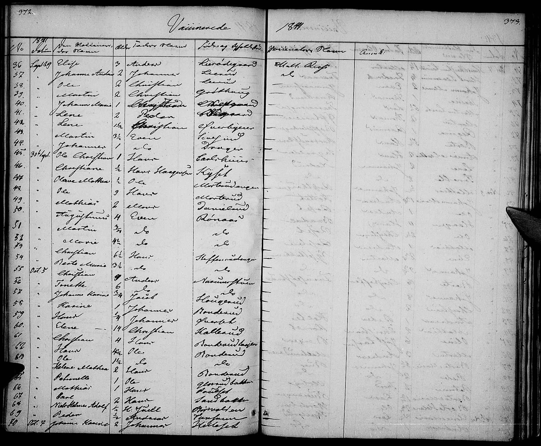 Vestre Toten prestekontor, SAH/PREST-108/H/Ha/Haa/L0003: Parish register (official) no. 3, 1836-1843, p. 372-373