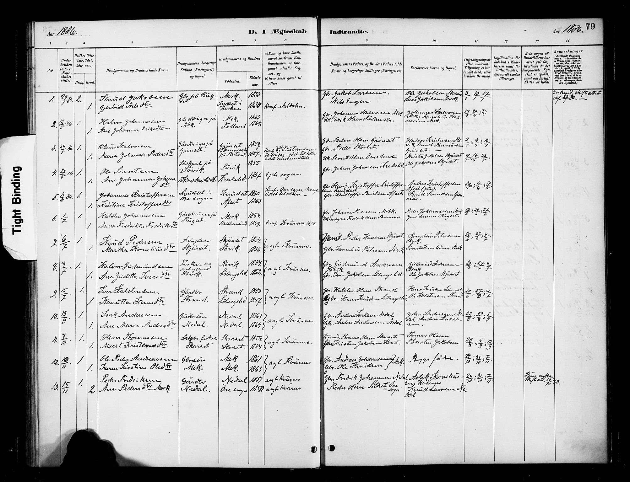 Ministerialprotokoller, klokkerbøker og fødselsregistre - Møre og Romsdal, SAT/A-1454/568/L0809: Parish register (official) no. 568A13, 1884-1900, p. 79