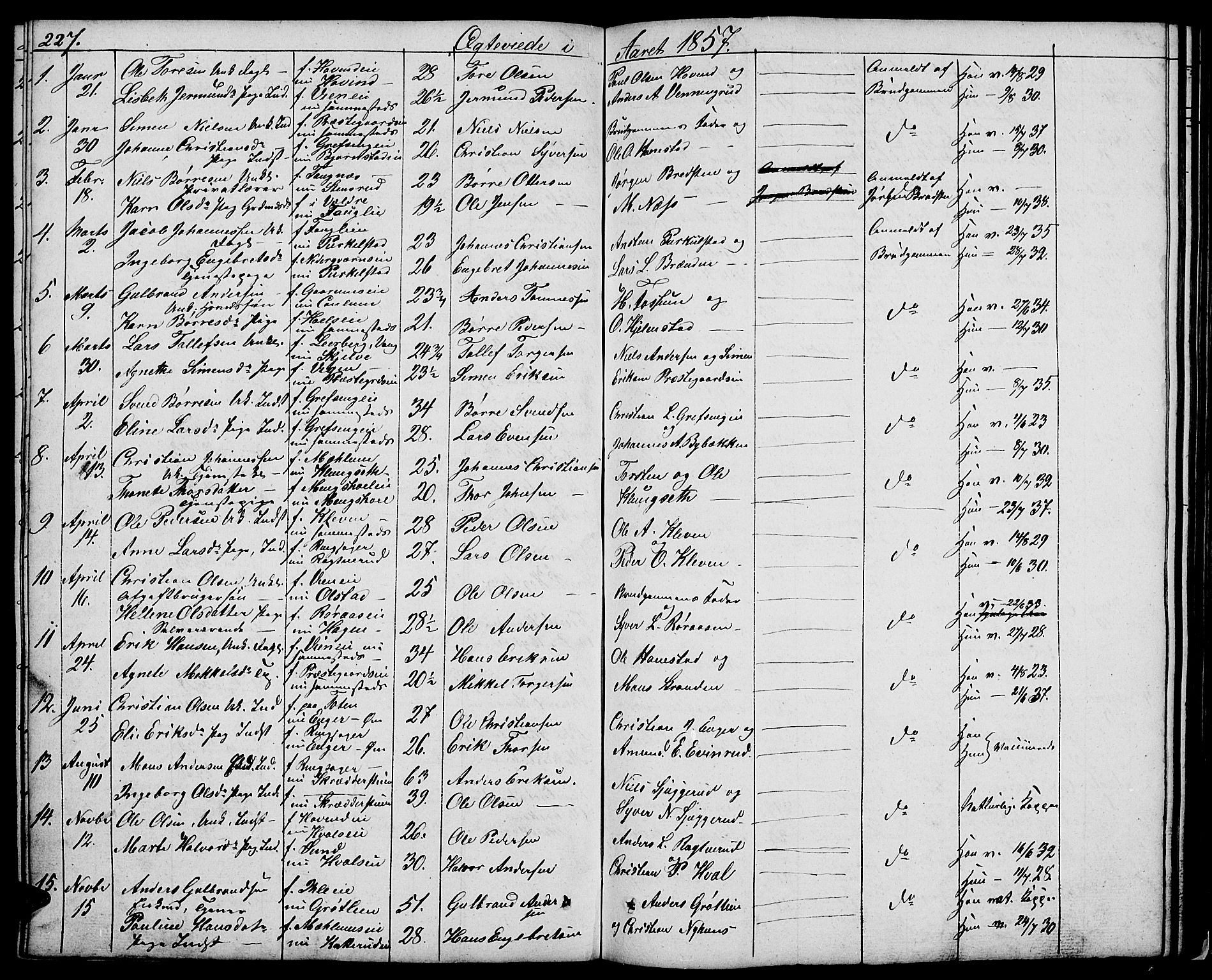 Nes prestekontor, Hedmark, SAH/PREST-020/L/La/L0004: Parish register (copy) no. 4, 1832-1861, p. 227