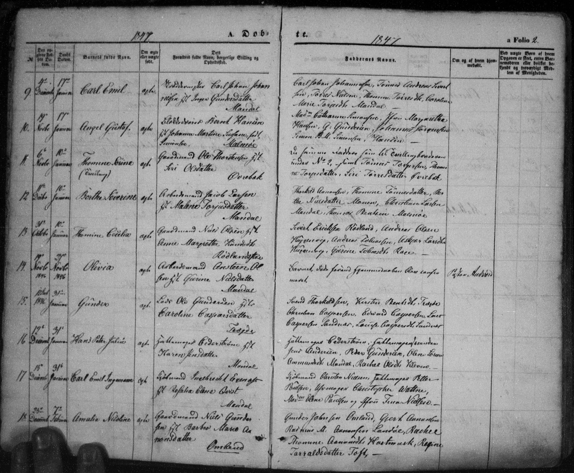 Mandal sokneprestkontor, AV/SAK-1111-0030/F/Fa/Faa/L0013: Parish register (official) no. A 13, 1847-1859, p. 2