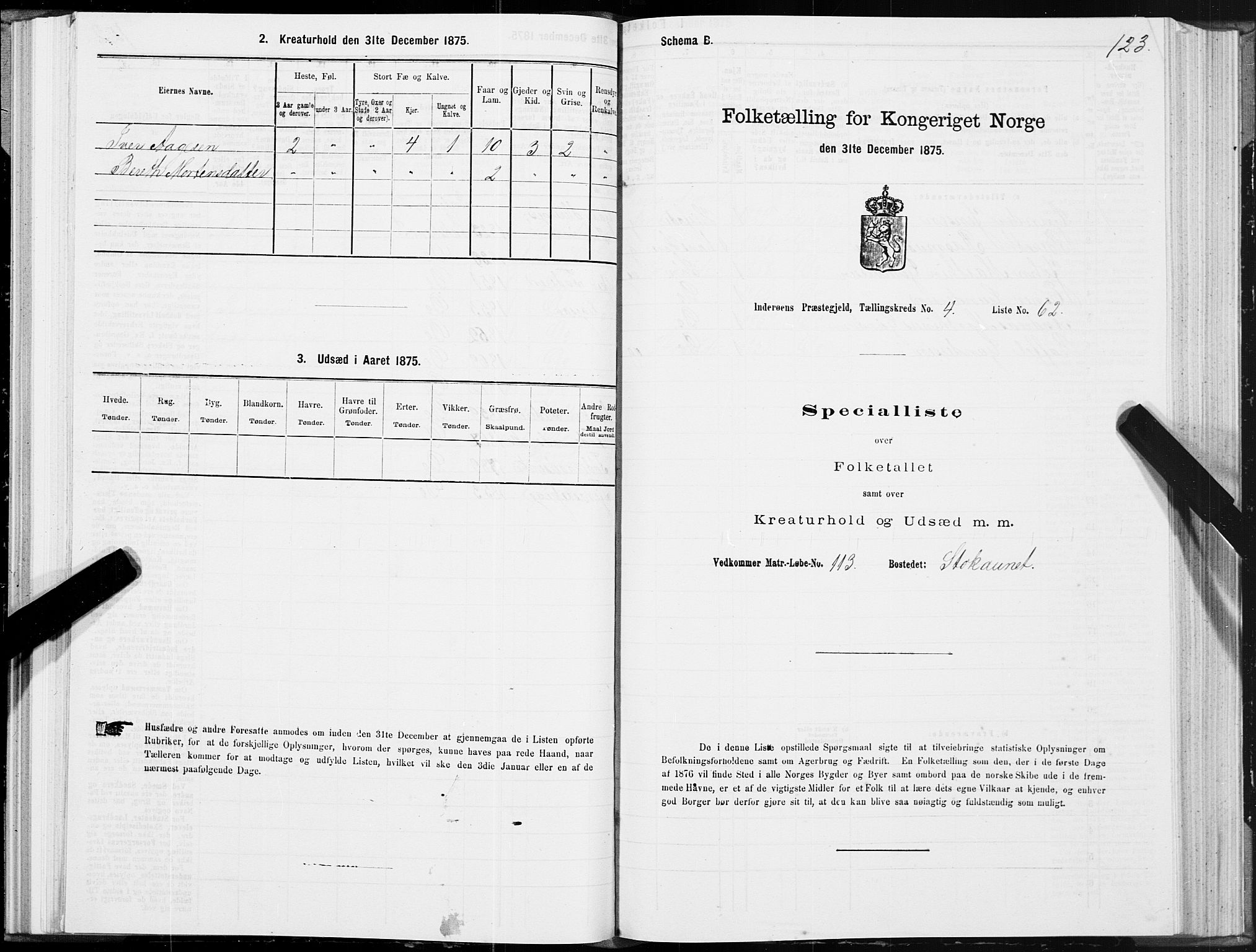 SAT, 1875 census for 1729P Inderøy, 1875, p. 3123