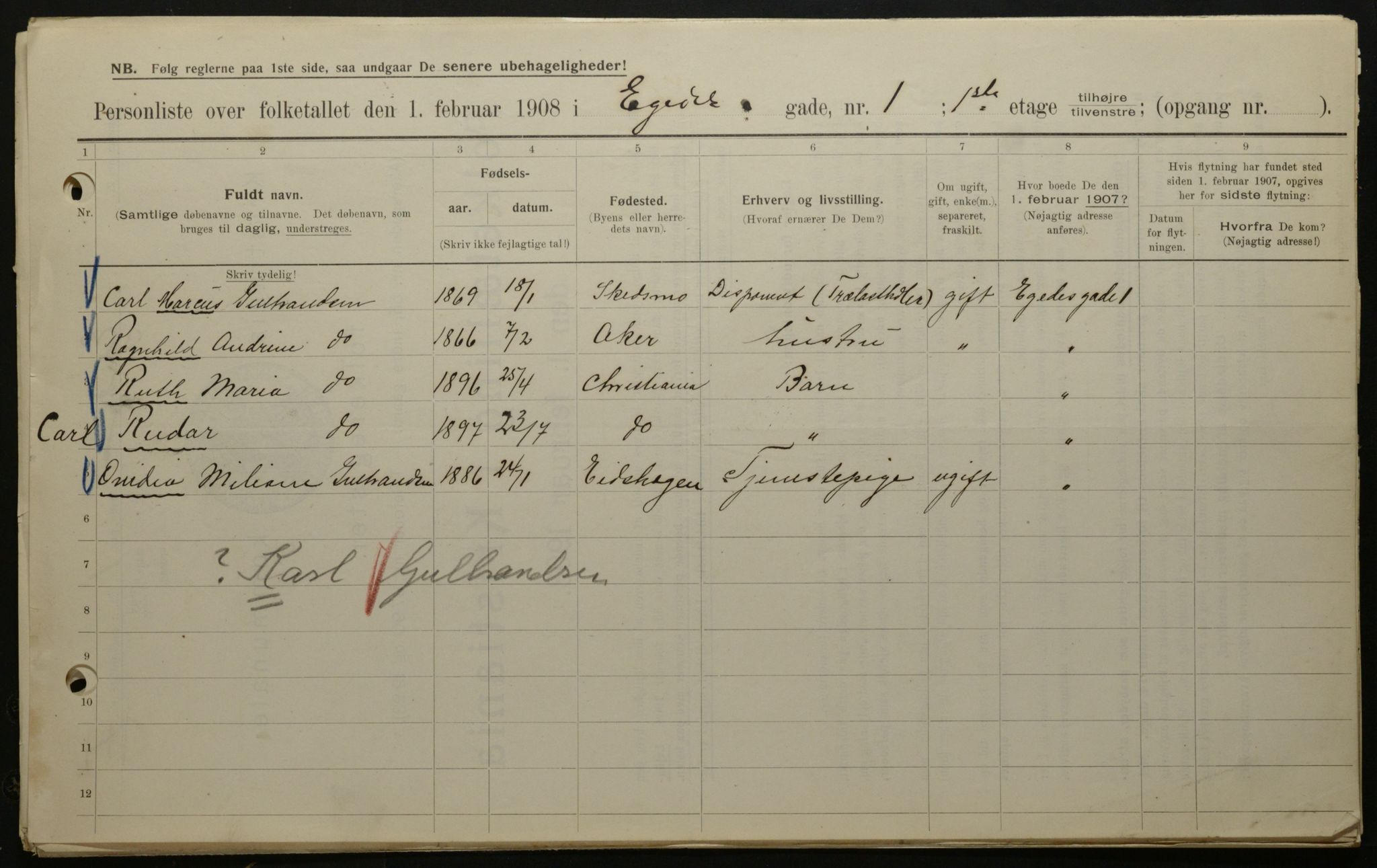 OBA, Municipal Census 1908 for Kristiania, 1908, p. 17329