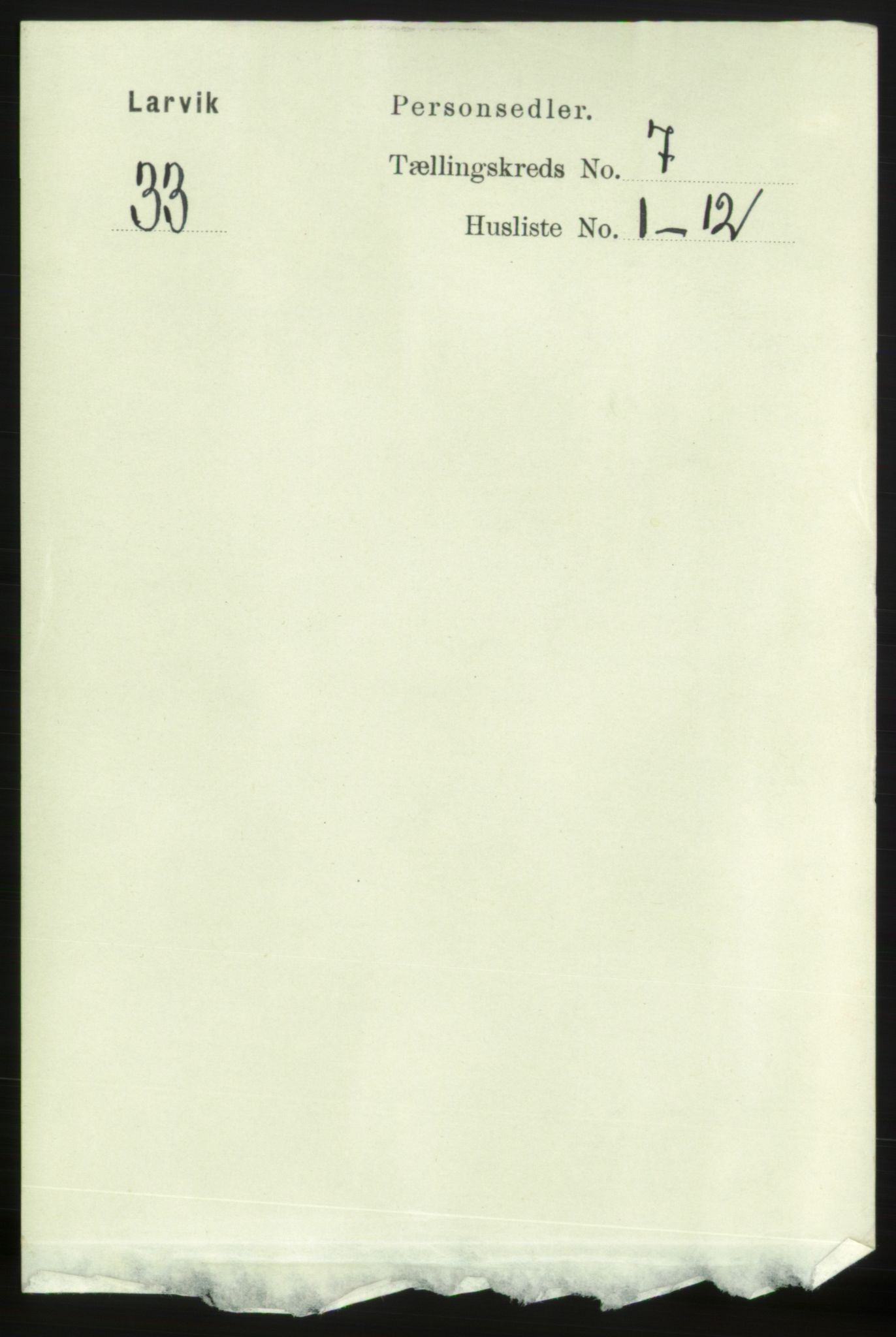 RA, 1891 census for 0707 Larvik, 1891, p. 7153