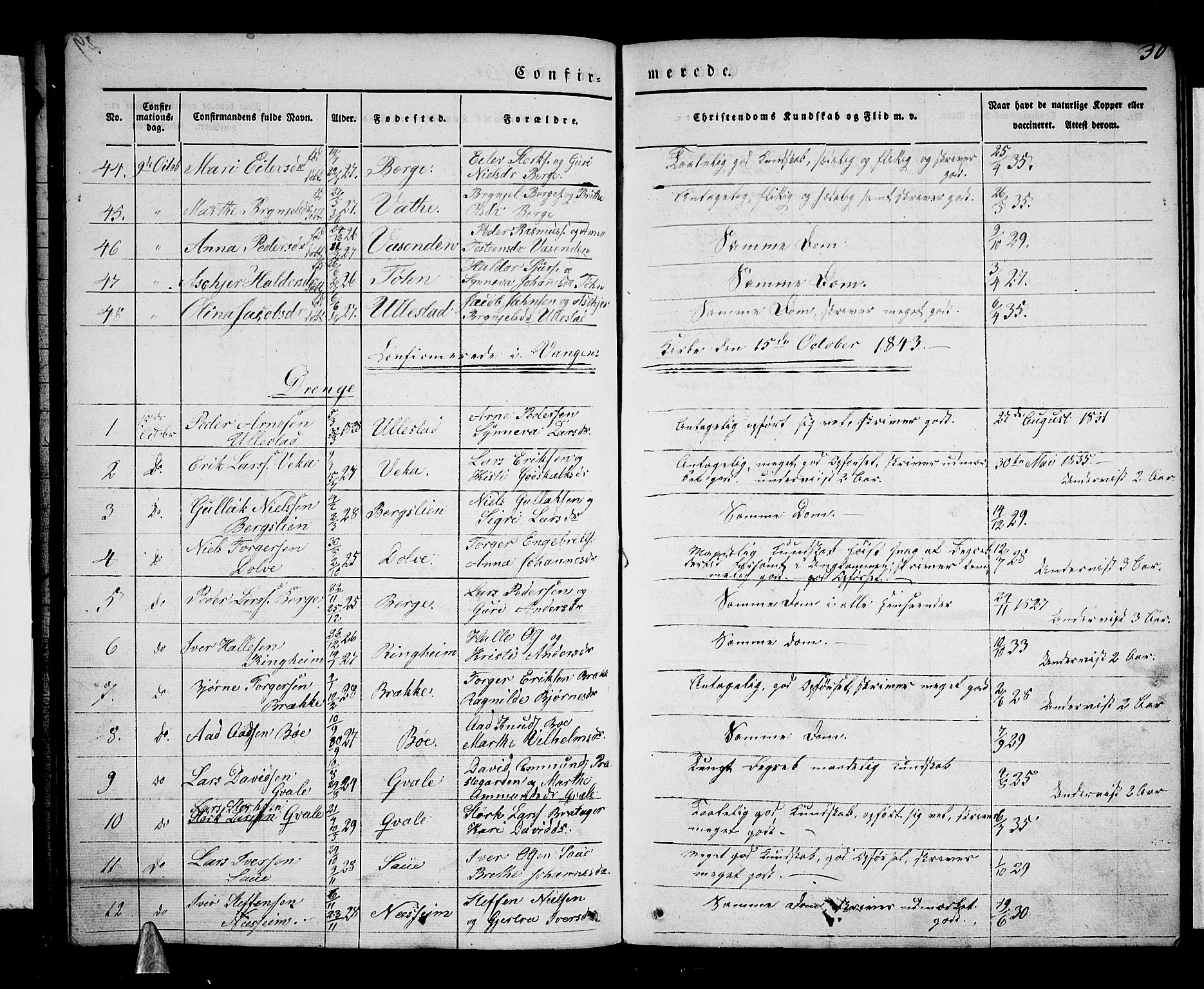 Voss sokneprestembete, SAB/A-79001/H/Haa: Parish register (official) no. A 14, 1837-1847, p. 30