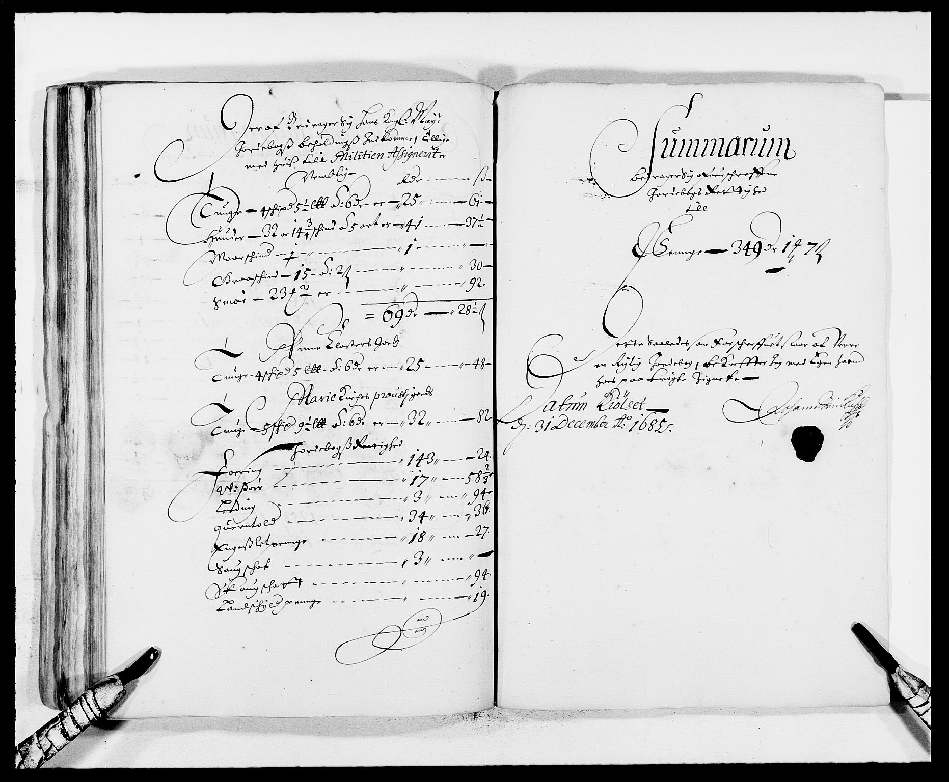 Rentekammeret inntil 1814, Reviderte regnskaper, Fogderegnskap, RA/EA-4092/R13/L0822: Fogderegnskap Solør, Odal og Østerdal, 1685, p. 155
