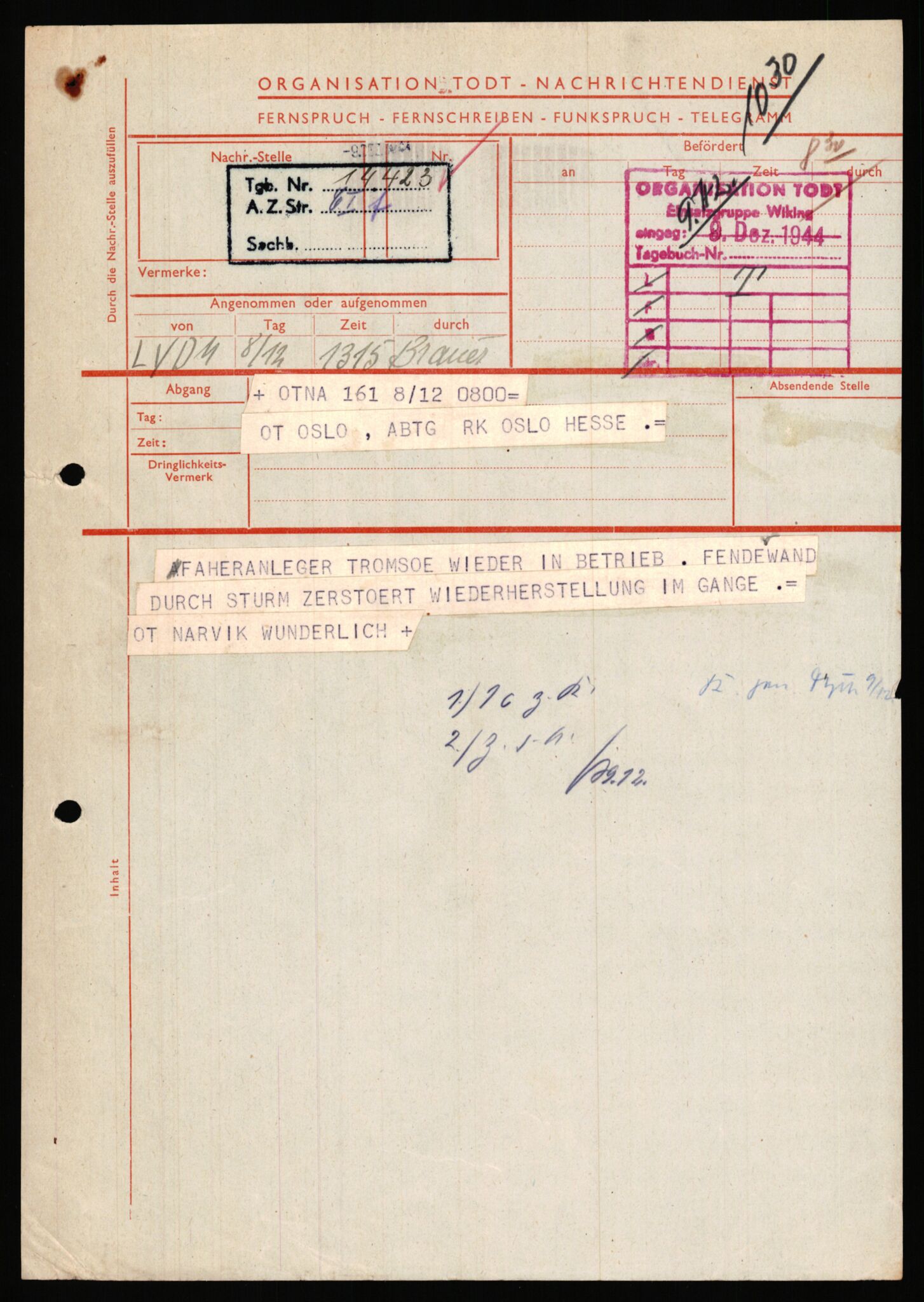 Tyske arkiver, Organisation Todt (OT), Einsatzgruppe Wiking, AV/RA-RAFA-2188/1/E/E2/E2d/L0023: Fähren und Anlegen, 1942-1944, p. 194