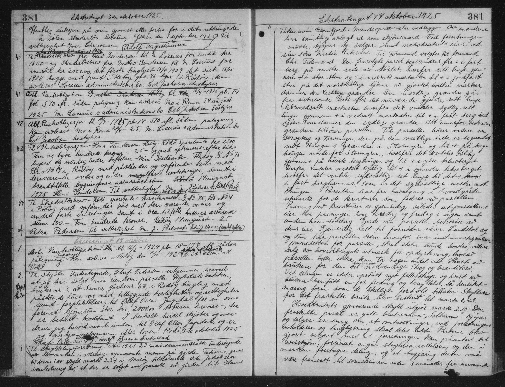 Rana sorenskriveri , AV/SAT-A-1108/1/2/2C/L0018: Mortgage book no. 18, 1923-1928, p. 381, Deed date: 17.10.1925