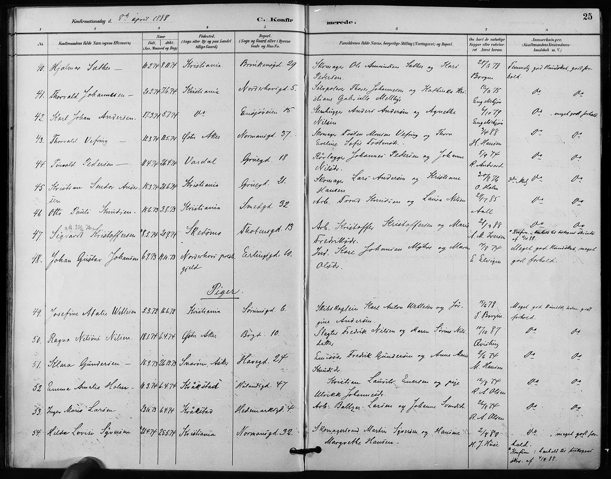 Kampen prestekontor Kirkebøker, AV/SAO-A-10853/F/Fa/L0004: Parish register (official) no. I 4, 1885-1892, p. 25